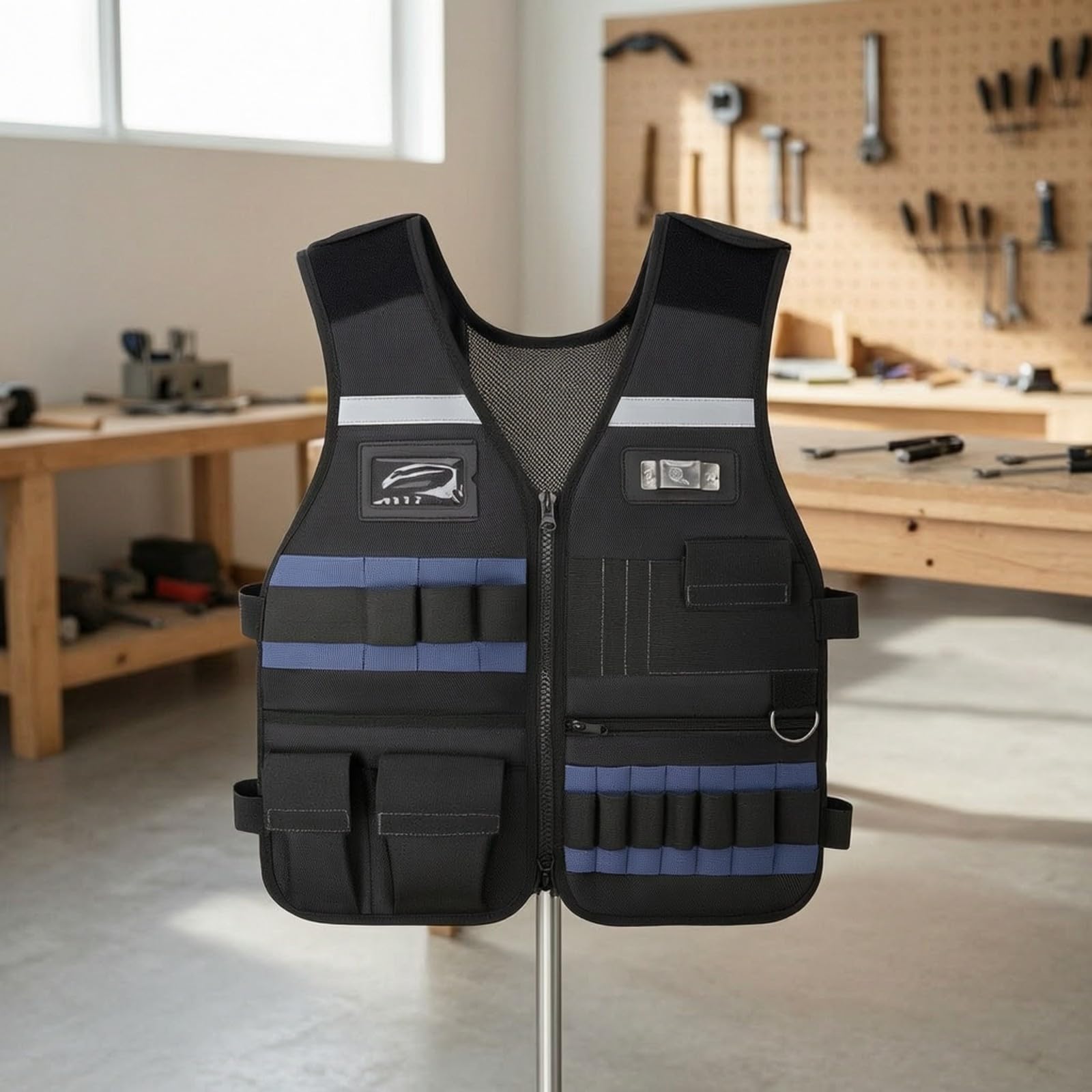 LOVIVER Chaleco Herramientas Ajustable Ropa | Chaleco Portaherramientas, Ligero, para construcción, Talleres, Reparaciones Domésticas, Electricistas