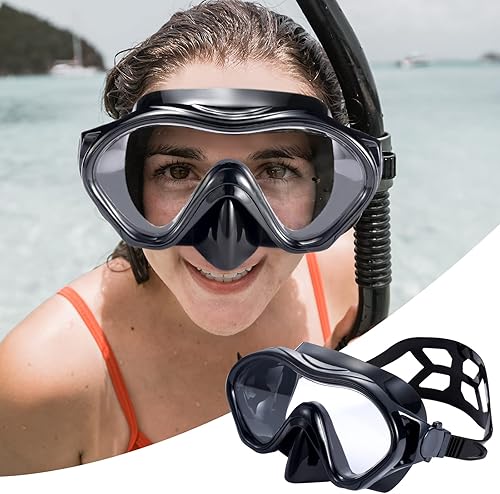 Miniatura 6 de Máscara de buceo, máscara de esnórquel para adultos, media máscara de buceo, gafas de natación con lente antivaho resistente a los impactos,