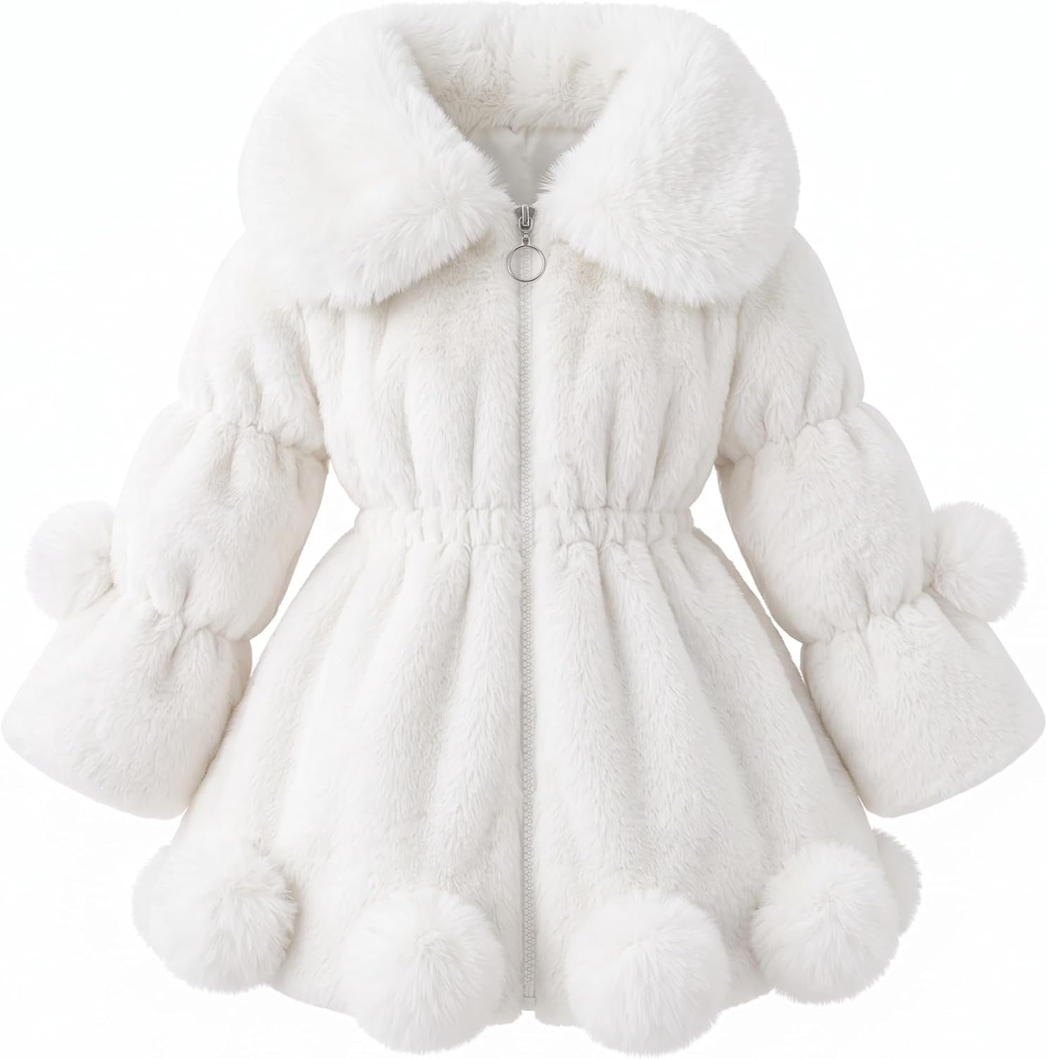 Girl Winter Faux Fur Jacket Padded Dress Coat Kid Elegant Clothes