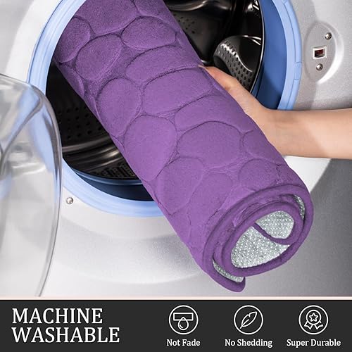 Miniatura 5 de YIHOUSE Juego de 2 alfombras de baño de espuma viscoelástica de adoquines, extra gruesas, antideslizantes, absorbentes de agua, lavables, color