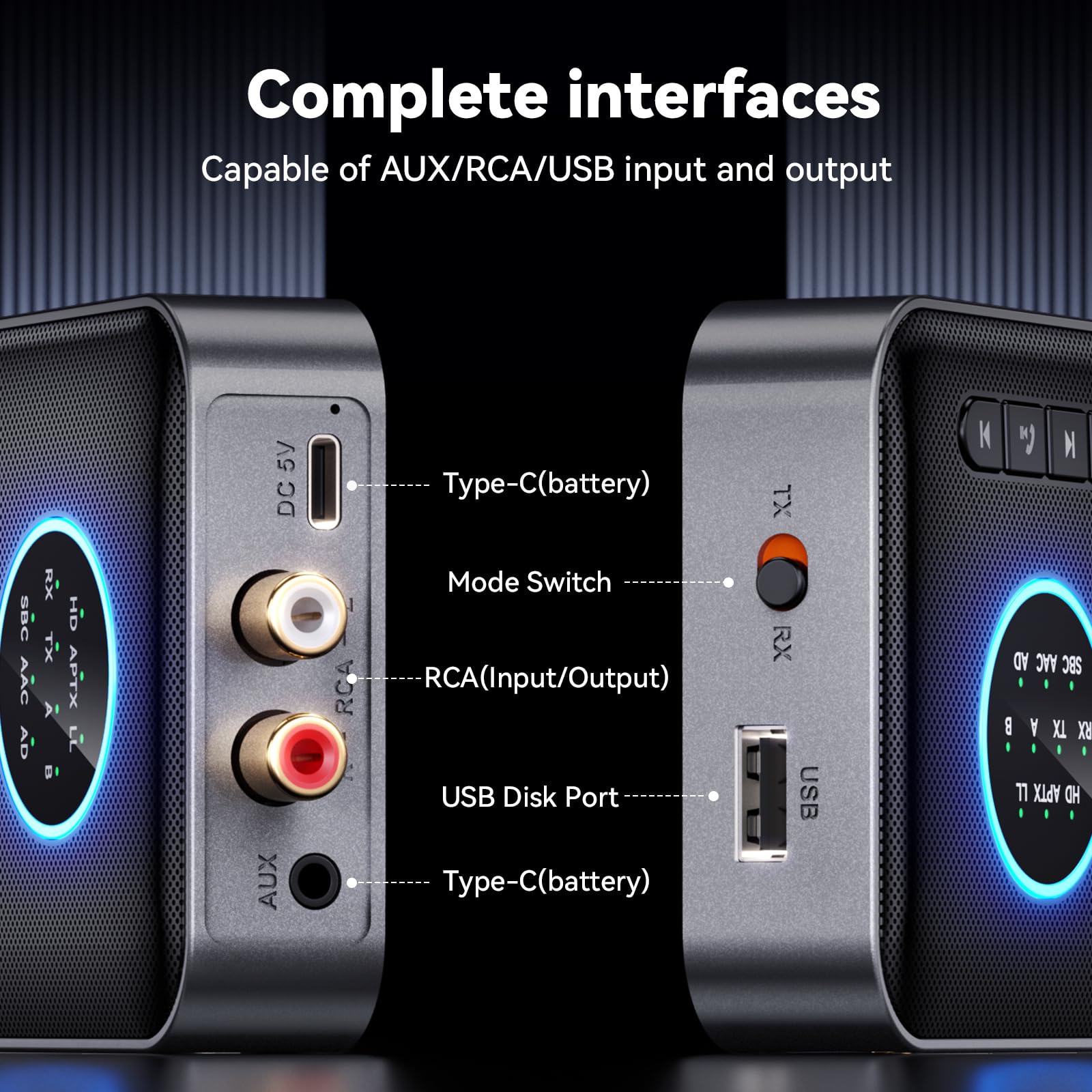 [Upgraded] MOREGAX M10 Pro+ Bluetooth Receiver Transmitter for TV/Home Stereo/Vintage Speakers/Music Streaming Sound System, Support aptX Low Latency Audio Adapter with USB, RCA, 3.5mm AUX in/Output