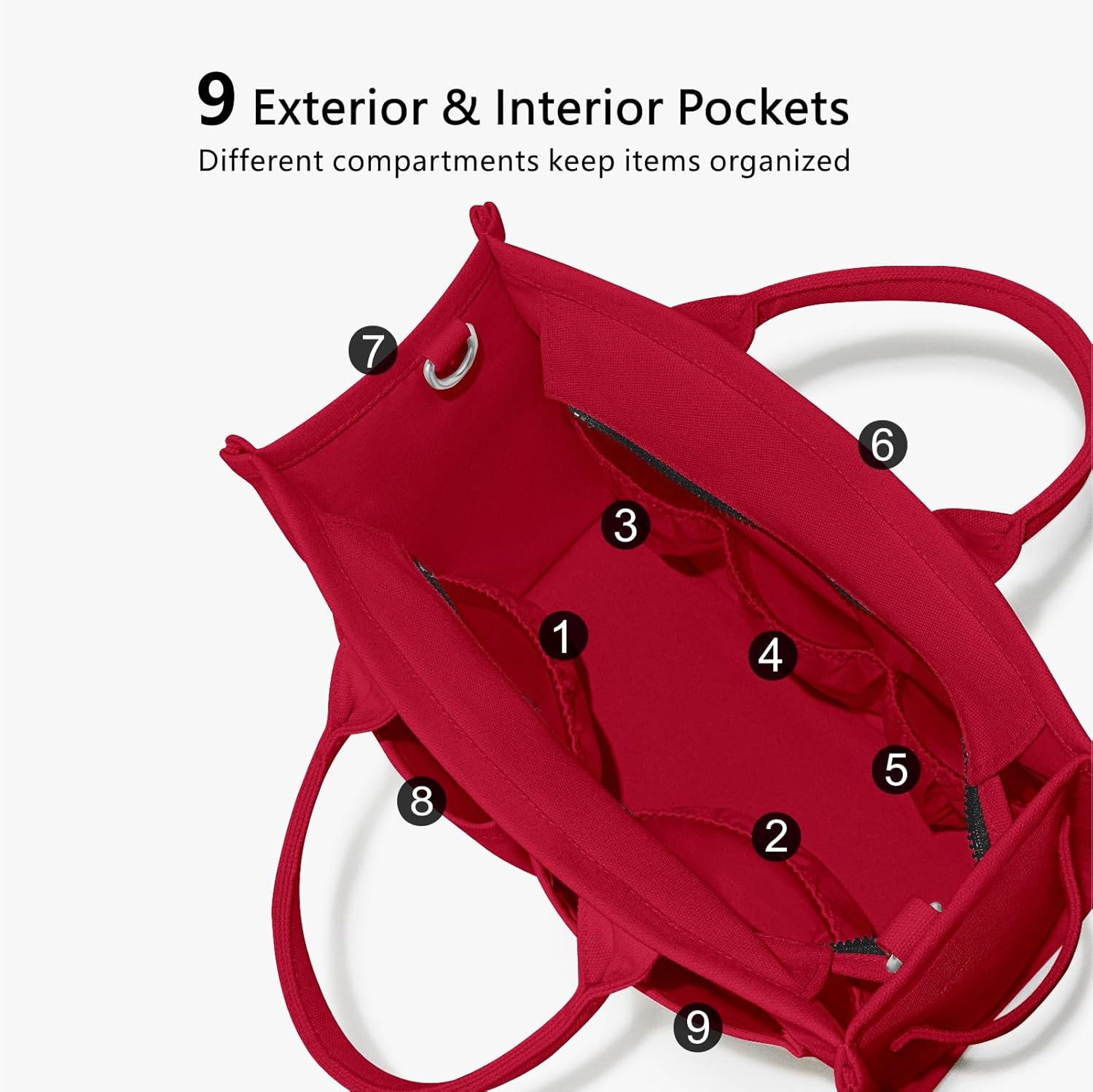 TOPDesign Heavy-Duty Canvas Tote Bag for Women, Adjustable Crossbody/Shoulder Handbag with 9 Pockets, Everything Tote - Image 6