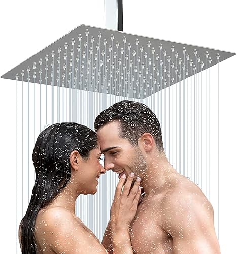 Cabezal de ducha de lluvia de alta presión de 12 pulgadas, cuadrado grande, cabezal de ducha cromado ultrafino para baño