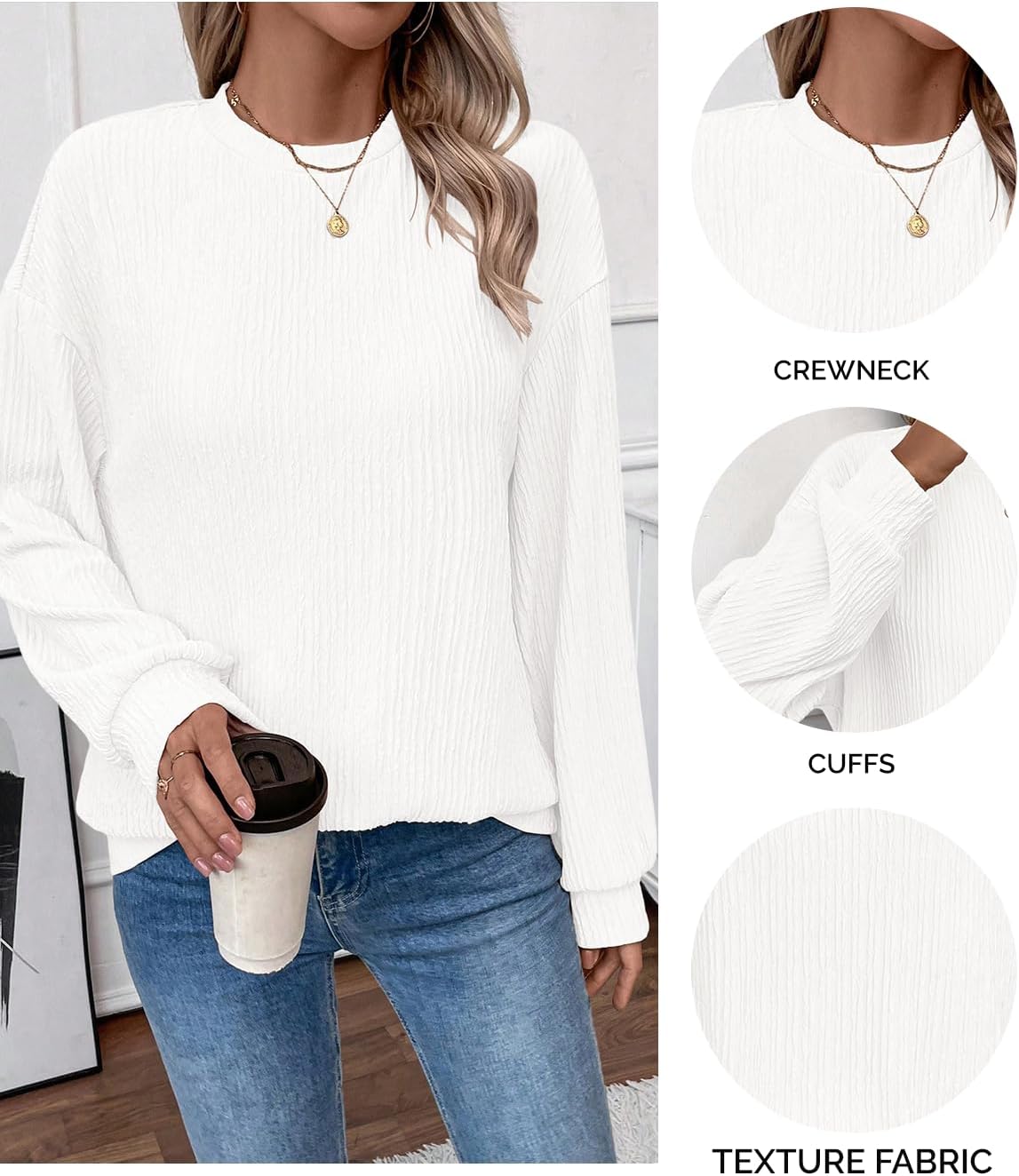 Womens Tops Casual Crew Neck Shirts Ruffle Short Sleeve Relaxed Textured Soft Cute Blouses for Women Summer Blouses - Image 5