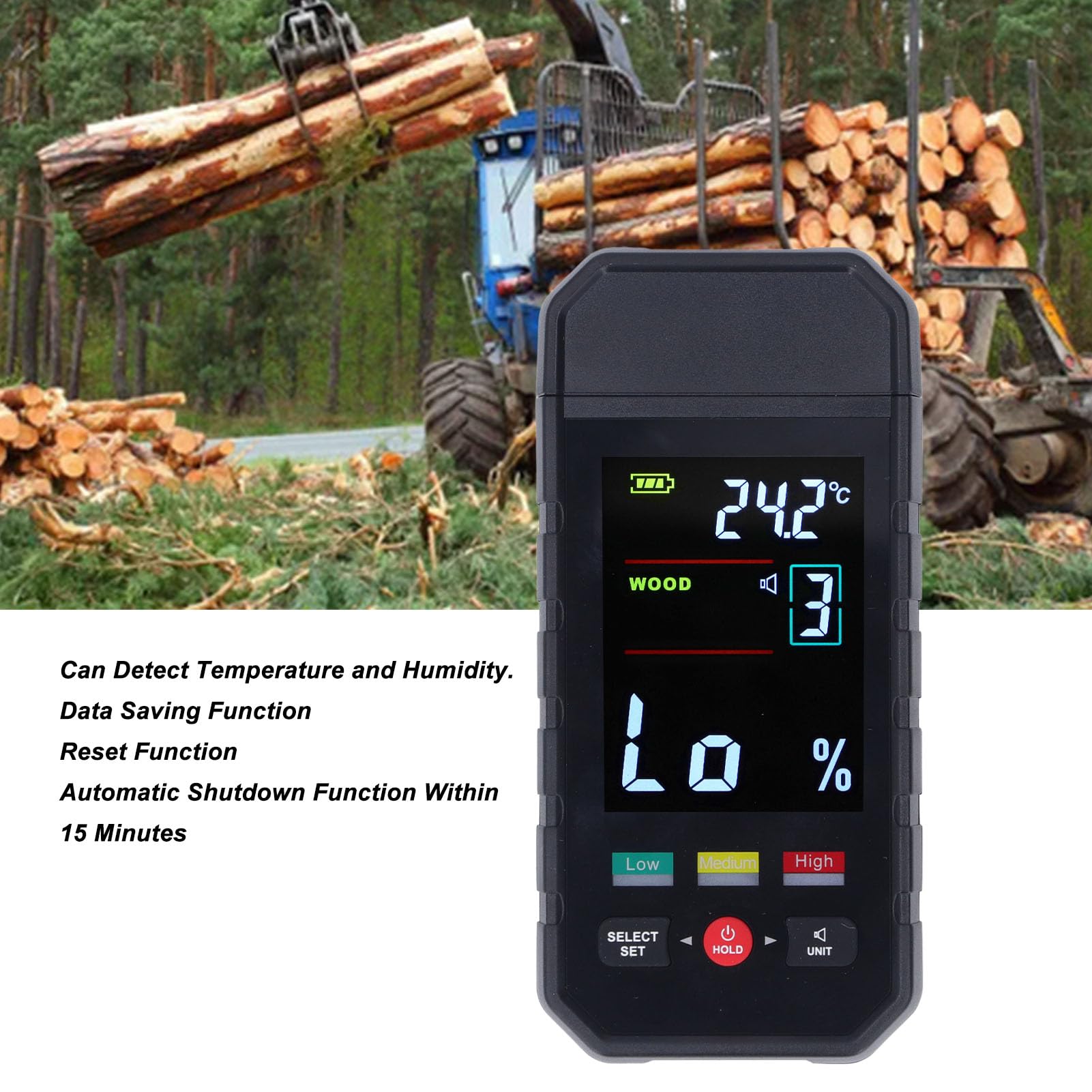 Water Leak Detector for Lumber Concrete Building, Smart Digital Tester for Woodworking, Construction, Flooring