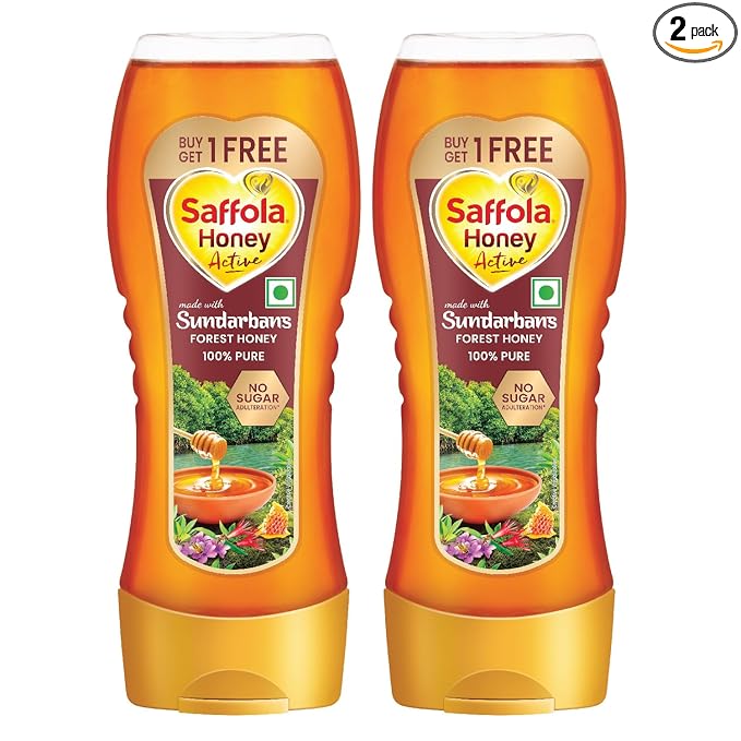 Buy Saffola Honey Active, Made with Sundarban Forest Honey, 100% Pure Honey, No sugar adulteration, Natural Immunity booster, 2 x 350g at Rs. 197