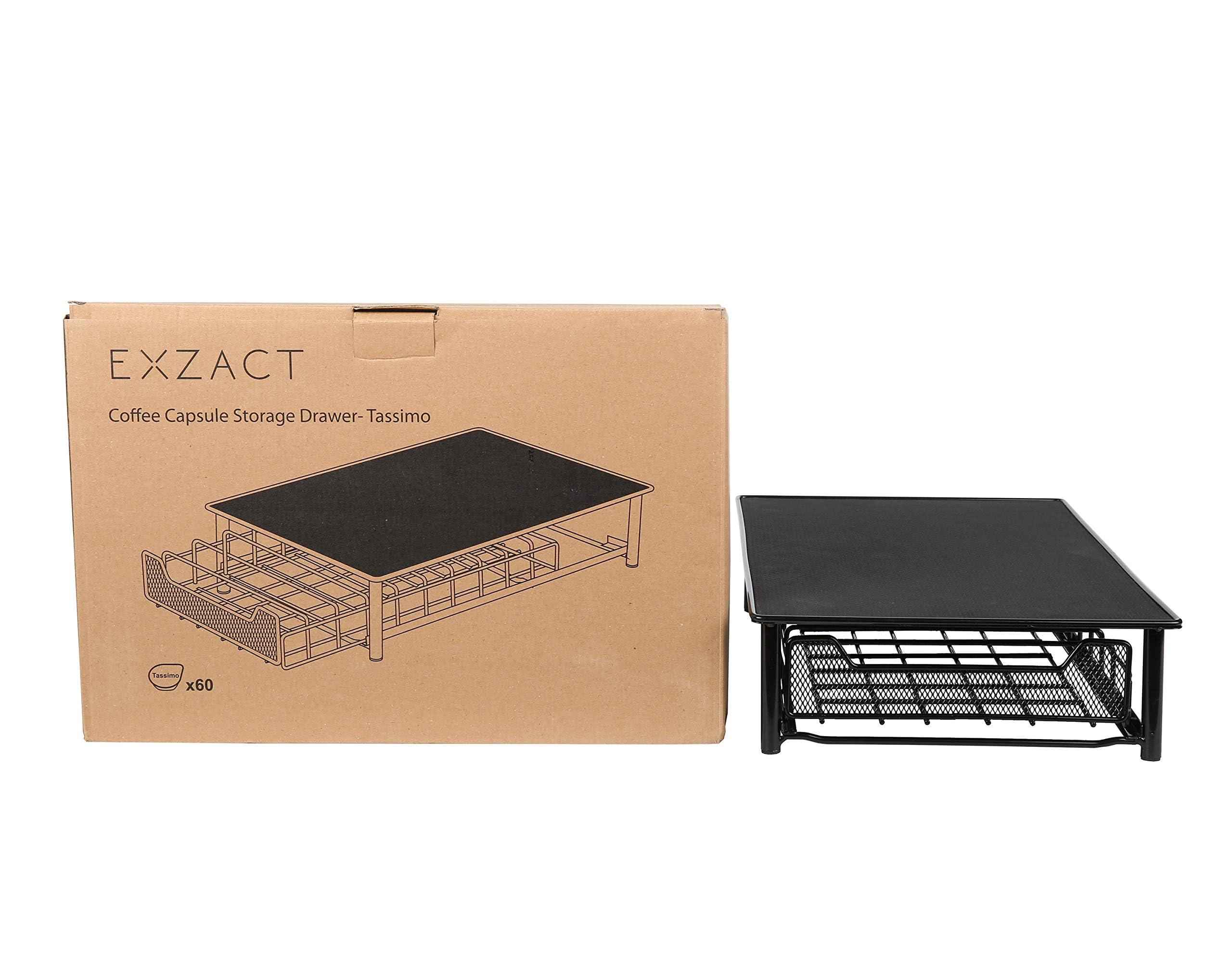 Exzact Szuflady na kapsułki kompatybilne z Tassimo (60 x kapsułek) – uchwyt na kapsułki kawy/szuflada do przechowywania kapsułek kawy i stojak na maszynę 2 w 1 do ekspresu Tassimo