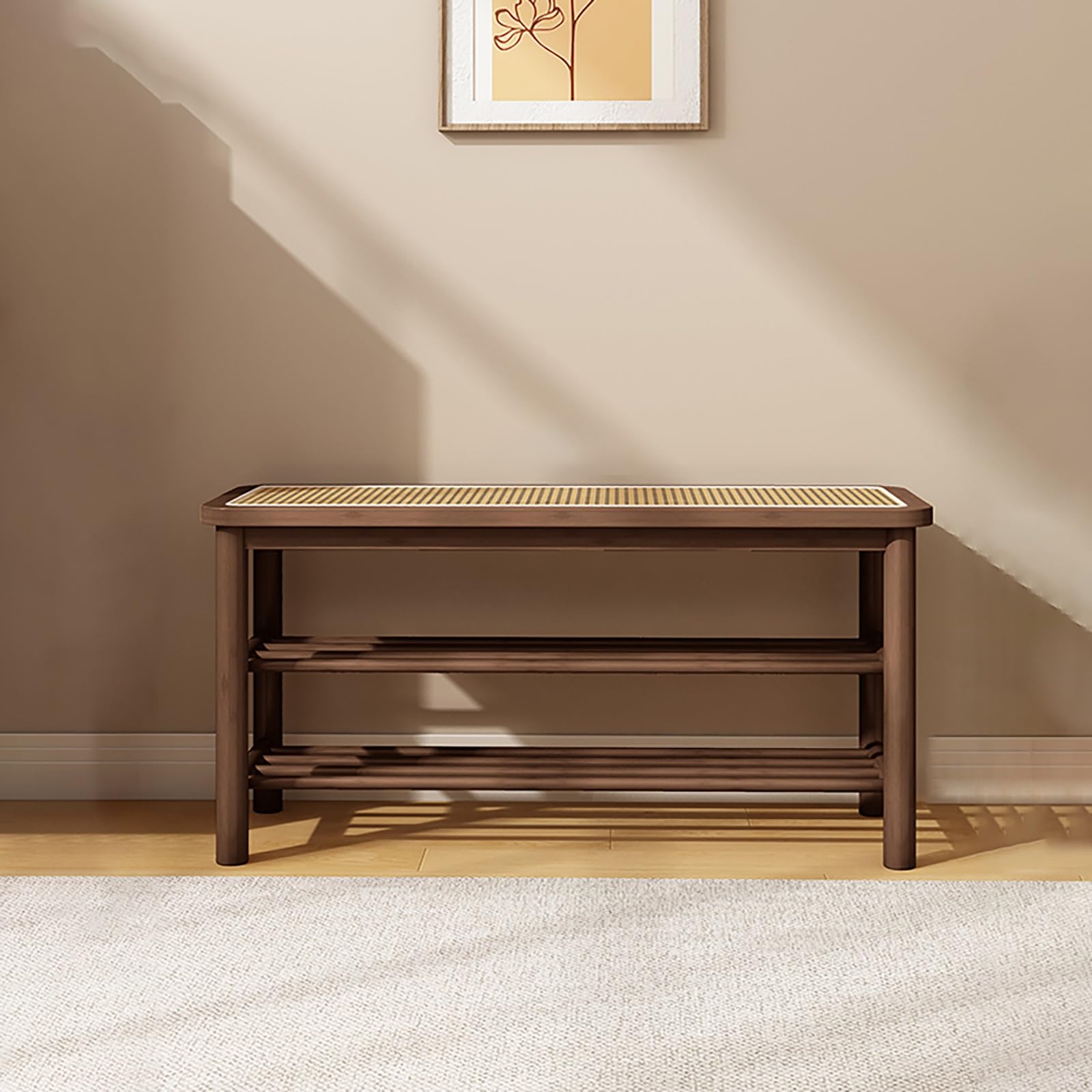 Banc de rangement à chaussures avec repose-pieds rembourré pour entrée