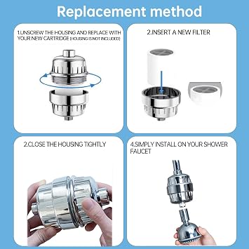 Shower Filter Replacement Compatible with Aquabliss,Multi-Stage Shower Head Filter Reduces Chlorine & Toxins, Universal Filter Cartridge Replacement Compatible with Aquabliss in SF100 or SF220,2PCS