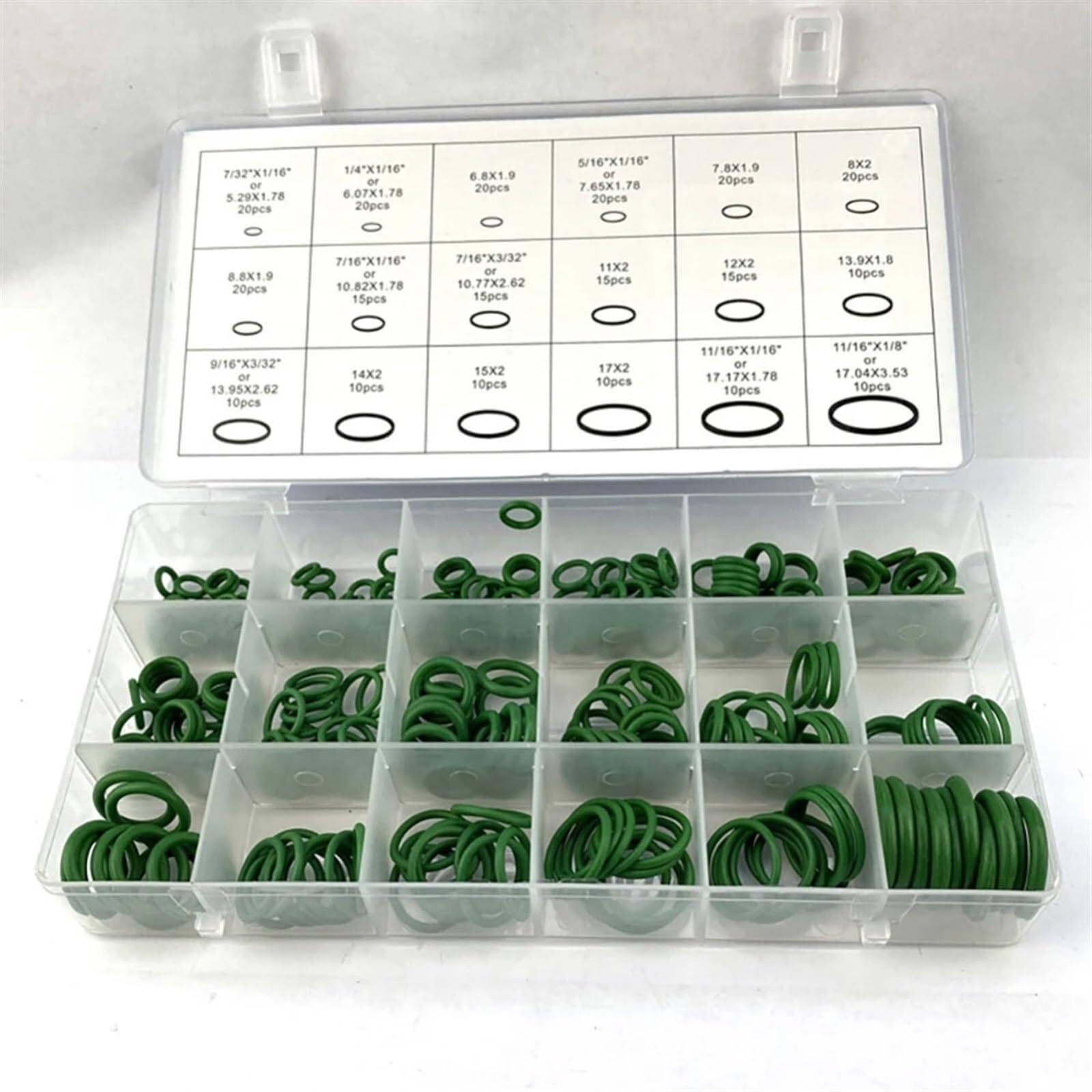 Junta tórica de Goma Juego de Anillos de Sellado de 18 tamaños Juego de Arandelas de Juntas de Aire Acondicionado R134a (270PCS)(530PCS)
