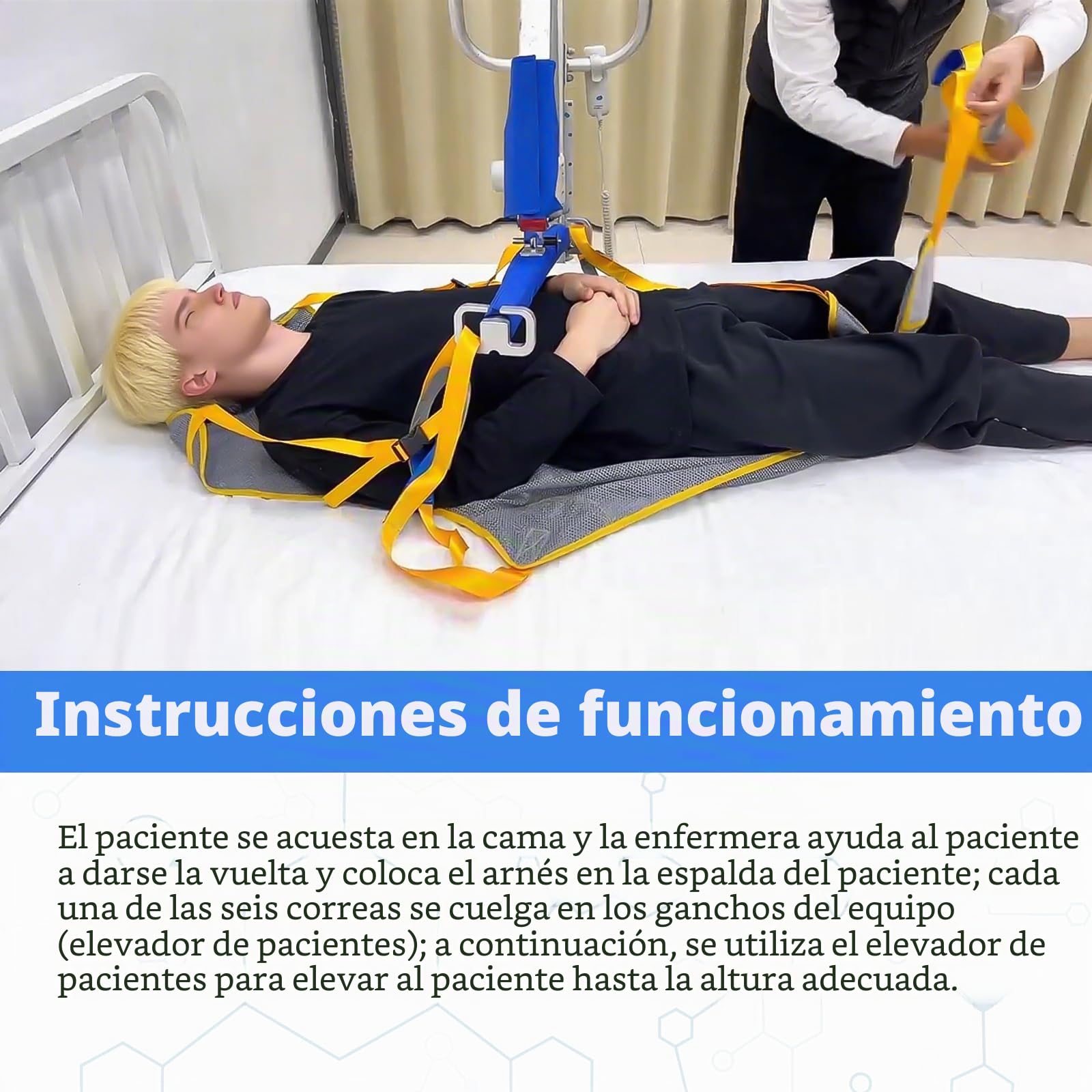 Cinturón de elevación de pacientes con pierna dividida y espalda baja, transferencia para Elderly, correa de elevación para transferencia, posicionamiento y elevación, capacidad de carga de 300 libras
