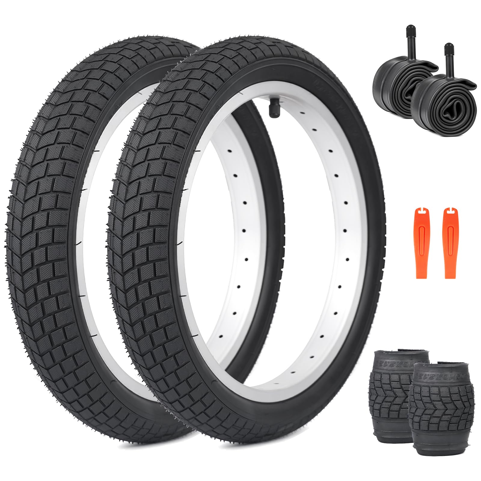 Arkzeo 14 inch 14x2.125 Inner tube For Electric Bike Wheelbarrow Metal Bent Valve 2pc