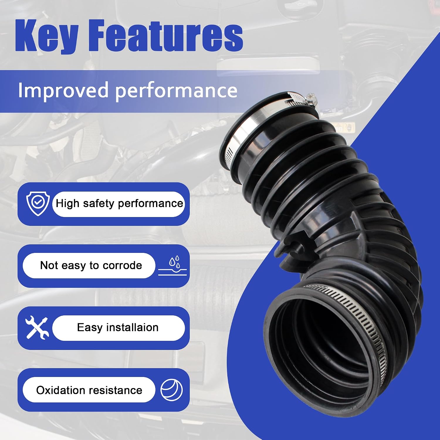 AUCERAMIC 17228-RWC-A00 Air Intake Hose Tube with Clamps Fit for 2007-2012 Acura RDX 2.3L L4 Replace 17228RWCA00 air cleaner intake hose boot duct