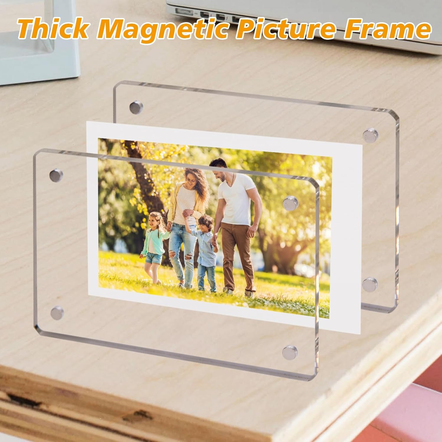 12 Packs Acrylic Fridge Magnetic Picture Frame Magnetic Polaroid Frames for Photos Instax Mini Frame Clear 2.36 x 3.54 Inch