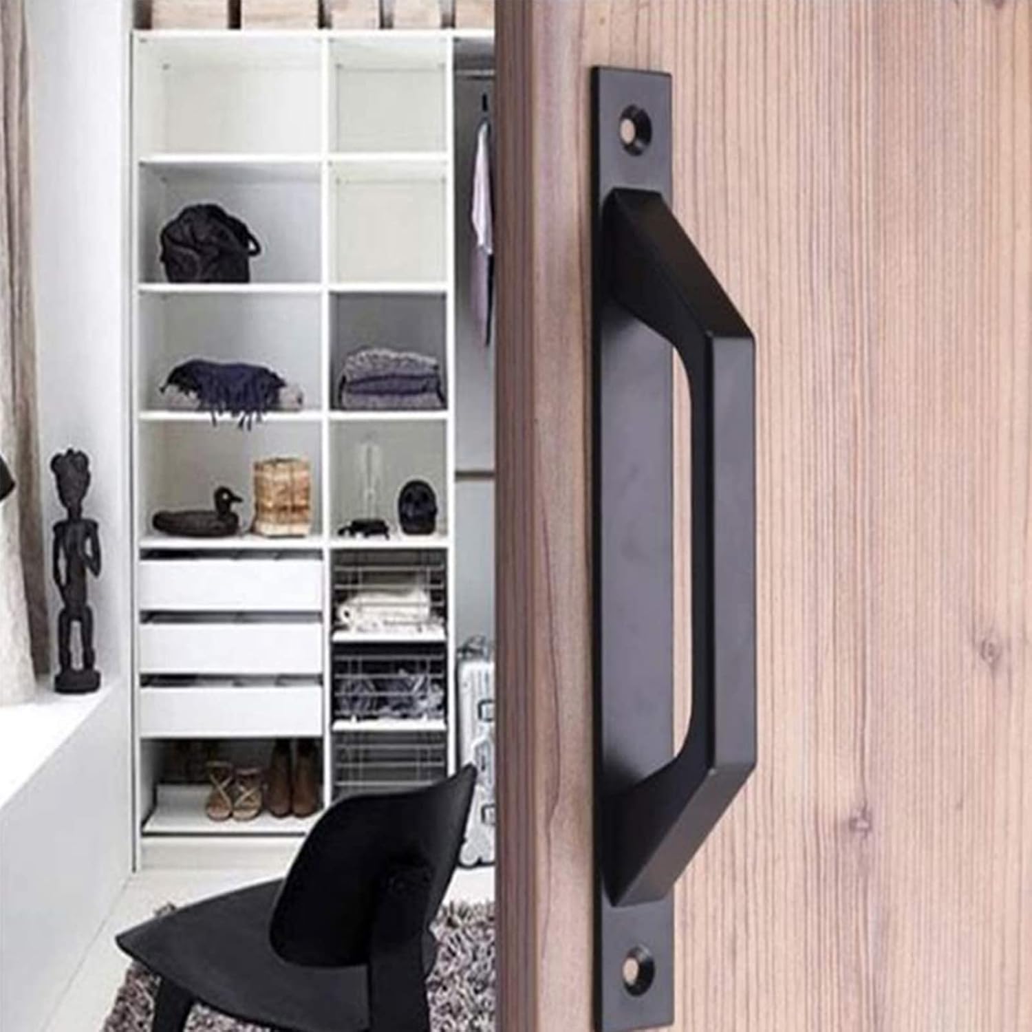 KAFENDA 4 pcs Carbon Steel Sliding Barn Door Handle Wood Gate Door Pull Handle 19.6cm