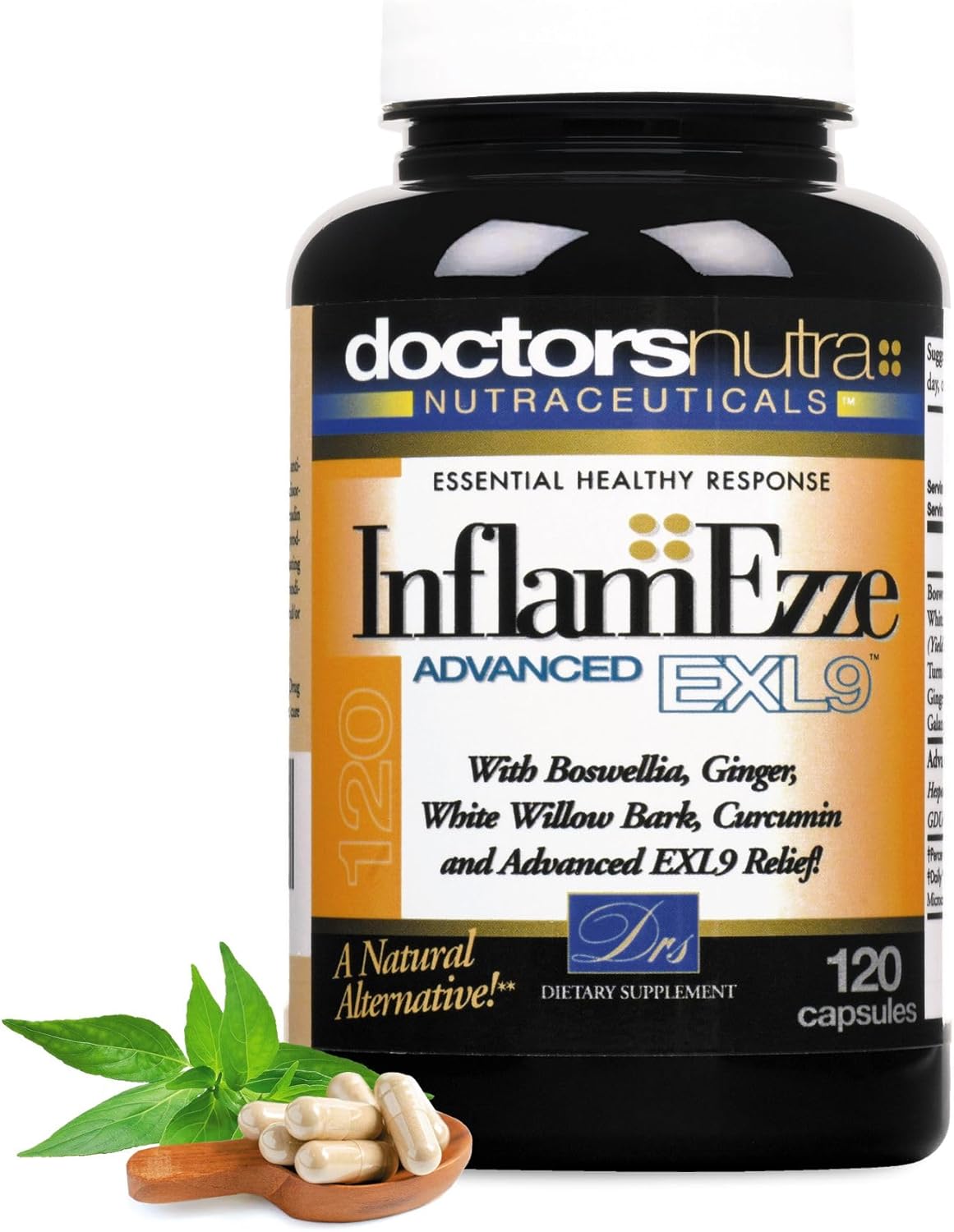 InflamEzze - Turmeric, Curcumin, Ginger Supplement - Gluten-Free, 60 Capsules