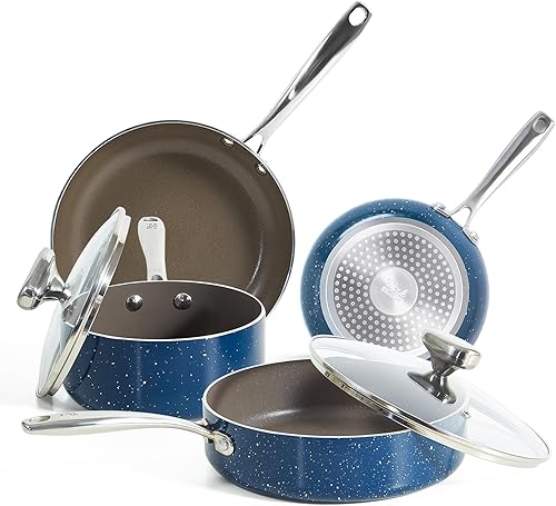 Rockurwok Juego de utensilios de cocina de cerámica antiadherente (6 piezas) ollas, sartenes, ollas y sartenes antiadherentes, no tóxico sin PFAS y