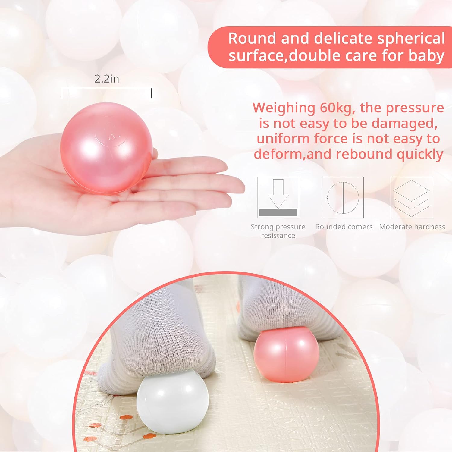 STARBOLO Ball Pit Balls for Toddlers Pack of 100 200 500 - BPA&Phthalate Free Non-Toxic Crush Proof Soft Plastic Balls for 1-5Years Old Toddlers Girl Kids Birthday Pool Playpen Tent Party