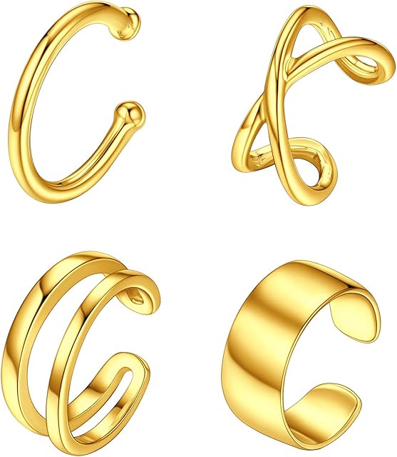 S925 Sterling Silver Ear Cuff Helix Cartilage Clip on Earrings Non Piercing Earrings Set for Women Fits Sensitive Ears (with Gift Box)
