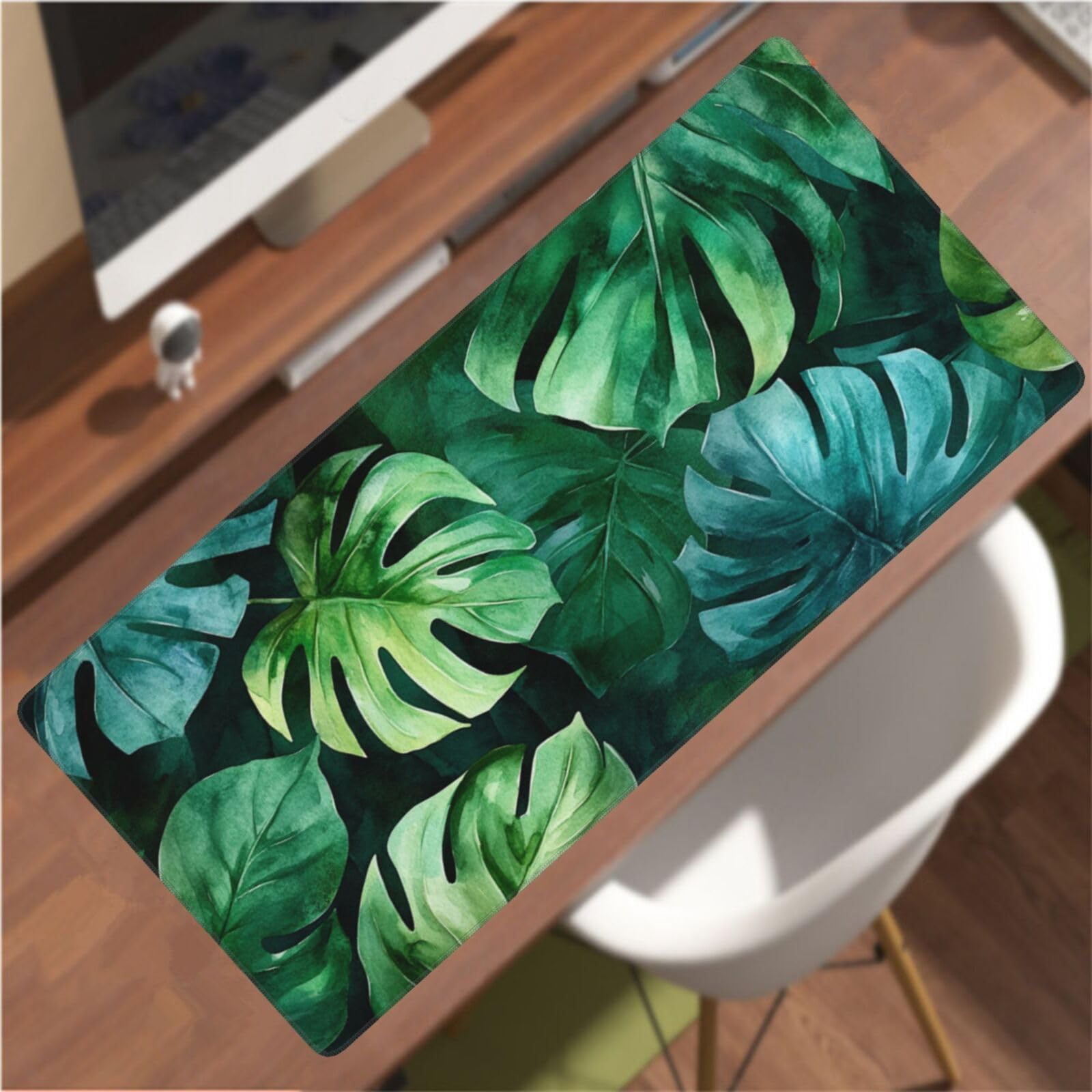 Tapis de Souris XXL 90 x 40 cm, Vert & Feuille Tapis de Bureau G665