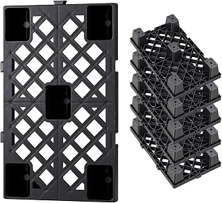 VEVOR Plastic Pallets, 6 Pcs Plastic Pallets for Basement Storage, Nestable Lightweight Waterproof Storage Pad with Breathable Grid for Indoor Outdoor Supermarket Warehouse, 19.7" x 12" x 3.9", Black