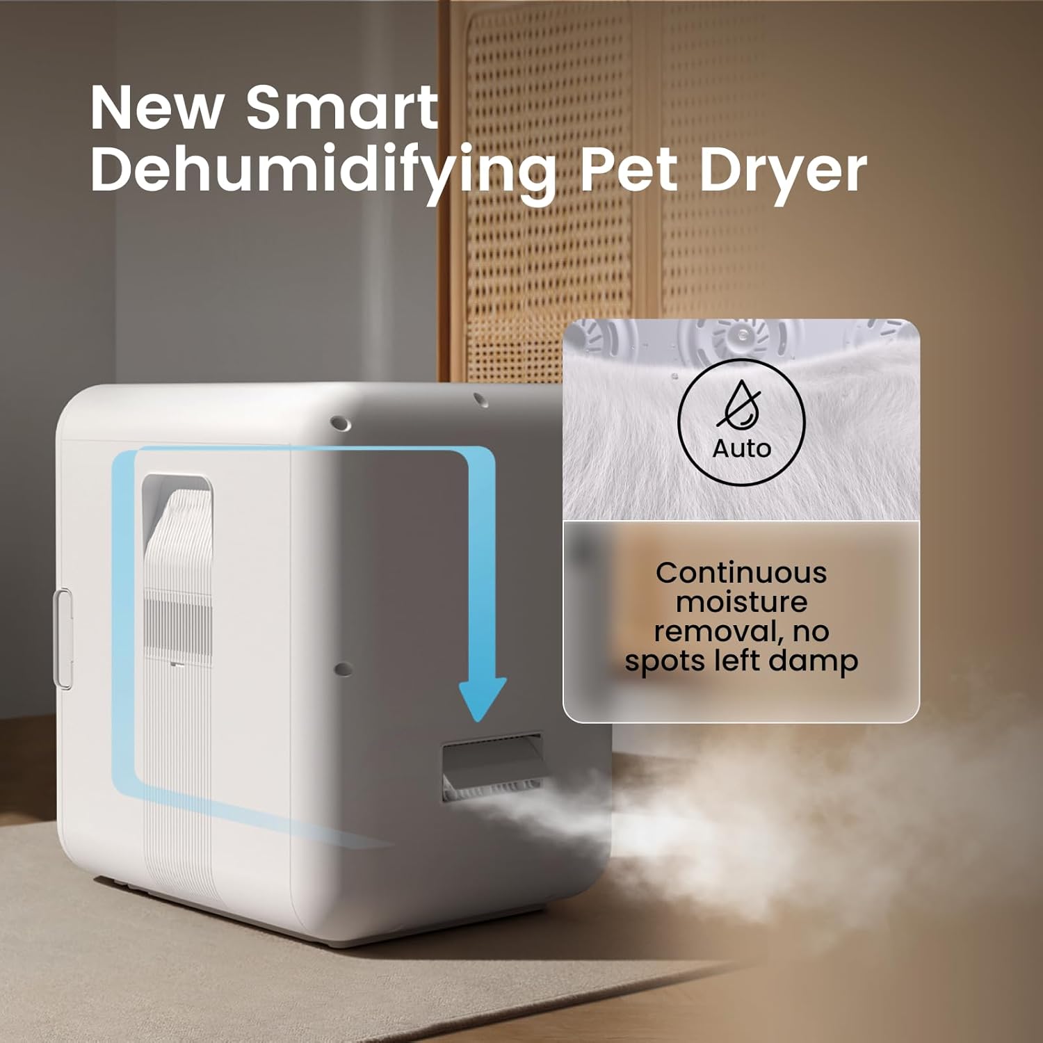 JirPet Pet Dryer Box, Professional Pet Drying with Smart Chip Safety, 75L Dryer Box with Quiet 40dB Drying, Auto Temp & Humidity Control, Strong Airflow for Long Hair Dogs & Cats