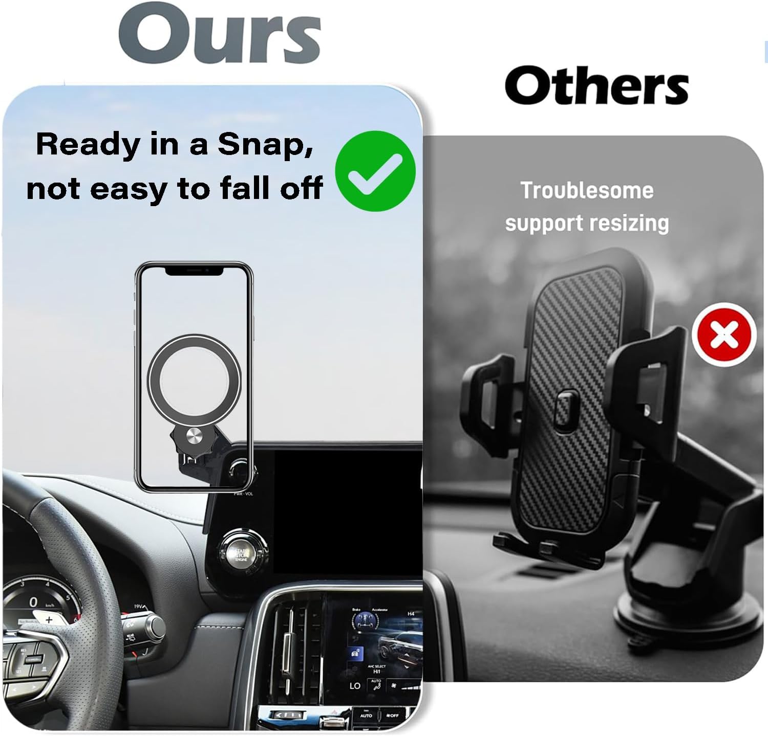 Car Phone Holder for 2022 2023 2024 2025 Lexus LX600 Accessories Apply to 12.3 Inch Touch Screen Fixed Clip Magnetic Cell Phone Mount Hands-Free 360 Degree Rotation