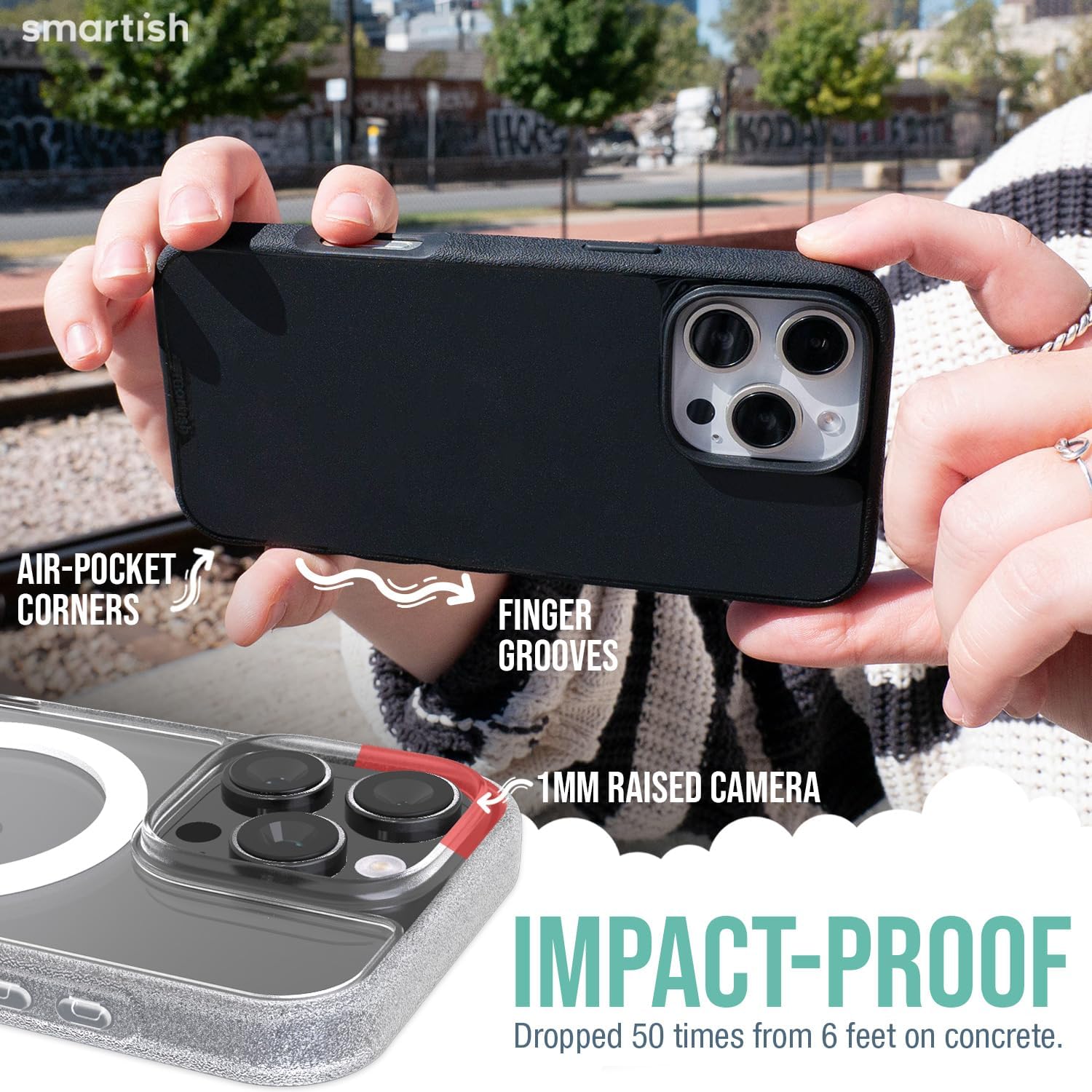 Smartish® iPhone 16 Pro Magnetic Case - Gripmunk Compatible with MagSafe [Lightweight + Protective] Slim & Thin Grip Cover with Microfiber Lining for Apple iPhone 16 Pro - Clearly Clear