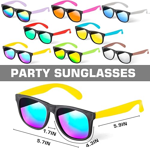 Miniatura 4 de Gafas de sol a granel para regalos de fiesta, paquete de 48 lentes de sol de plástico neón con protección UV400, gran regalo para suministros de