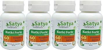 Kutki Forte Capsules 500 mg. 60 Veg. Capsule | Kutki Picrorhiza Kurroa Extract Capsules for Men and women | Ayurvedic Herbal Supplement/Remedies | 101 Forte 4 Bottles of 60 Capsules