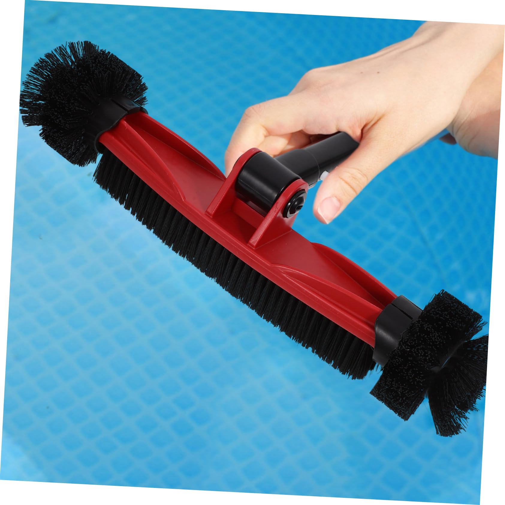 Brosse de Piscine Rotative 180° Poils en Nylon et PP Manche Amovible pour Parois, Angles et Nettoyage des Saletés Fines