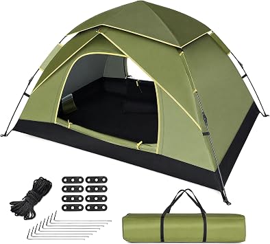 One-touch Tent, Camping Tent, Set up in Seconds, UV Protection, Windproof, Waterproof, Breathable, for Multiple People, Camping Equipment, Outdoors, Flower Viewing, Beach Bathing, Mountain Climbing