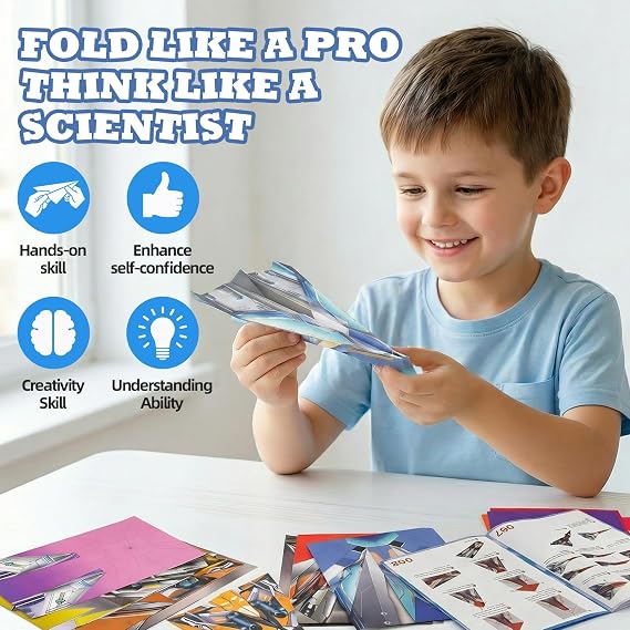 HAPMARS Paper Plane Kit for Kids 8-12, 60 Sheets Paper Airplane Book