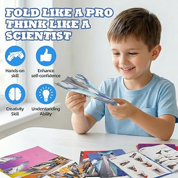 HAPMARS Paper Plane Kit for Kids 8-12, 60 Sheets Paper Airplane Book