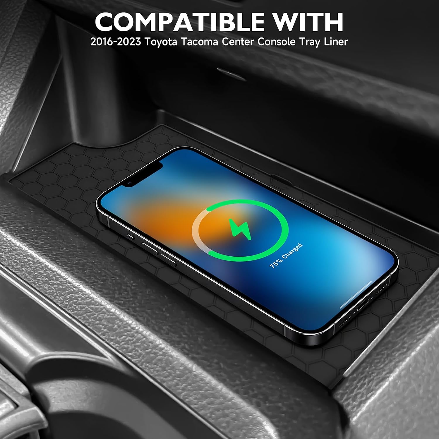 Wireless Charging Mat for 2016-2023 Toyota Tacoma Accessories Anti-Slip Silicone Console Protective Pad Black