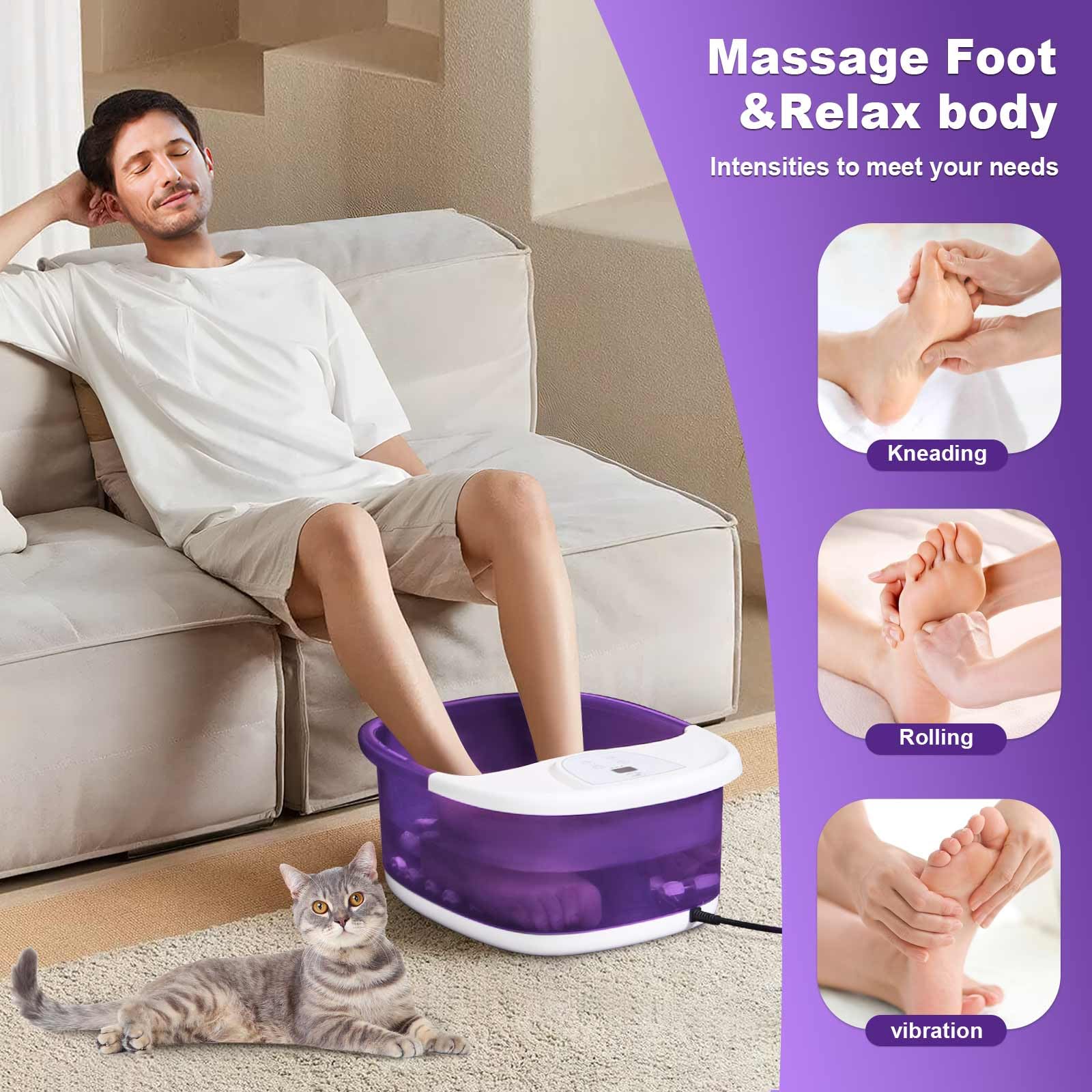 ECARBME Heated Foot Spa Bath Massager with Bubbles and Massage Rollers