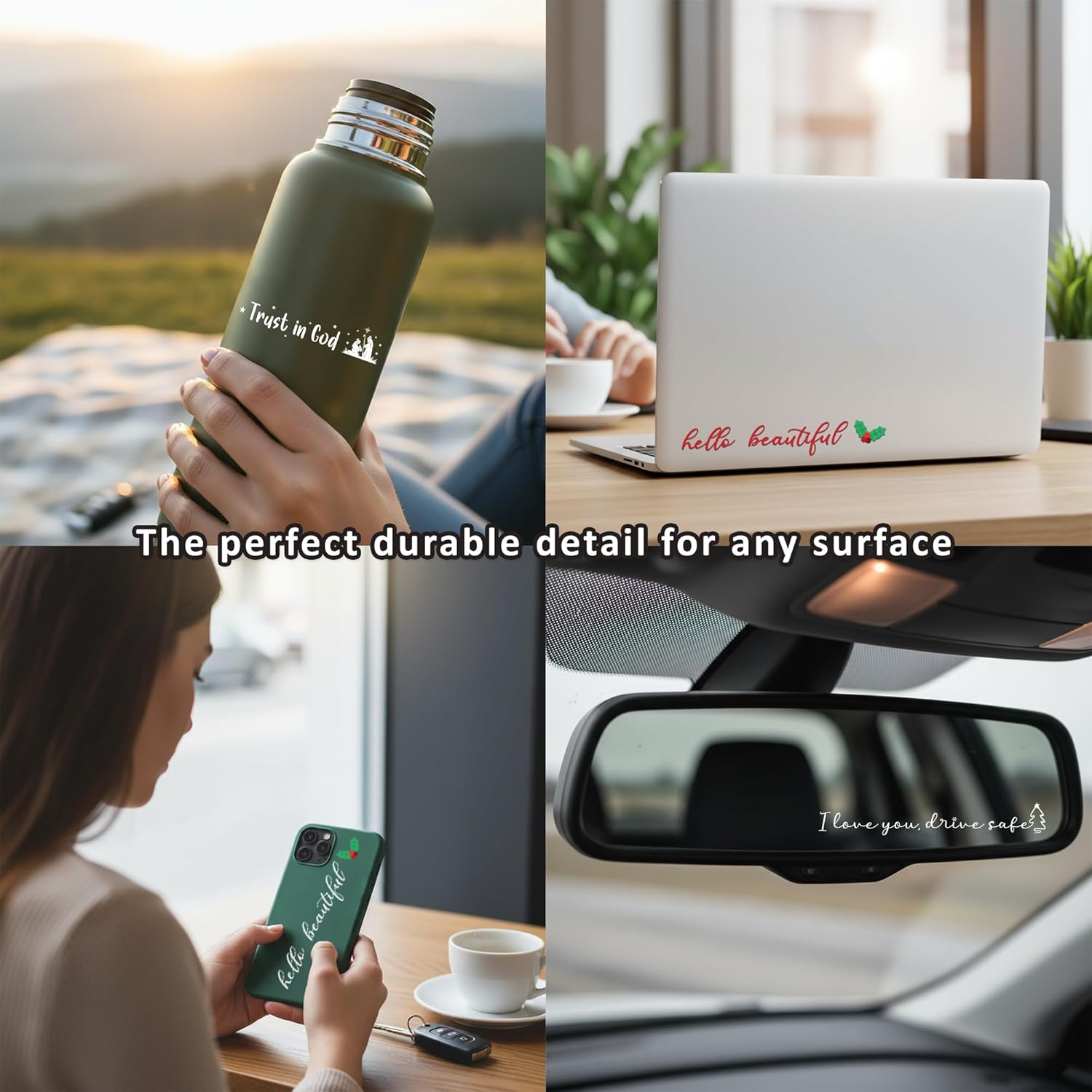 3PCS Trust in God Rearview Mirror Decal, In God We Trust Decal, Christian Rearview Mirror Decals for Car, Cute Cars Stickers, Affirmation Stickers Pack, Girly Car Accessories For Women - Image 5