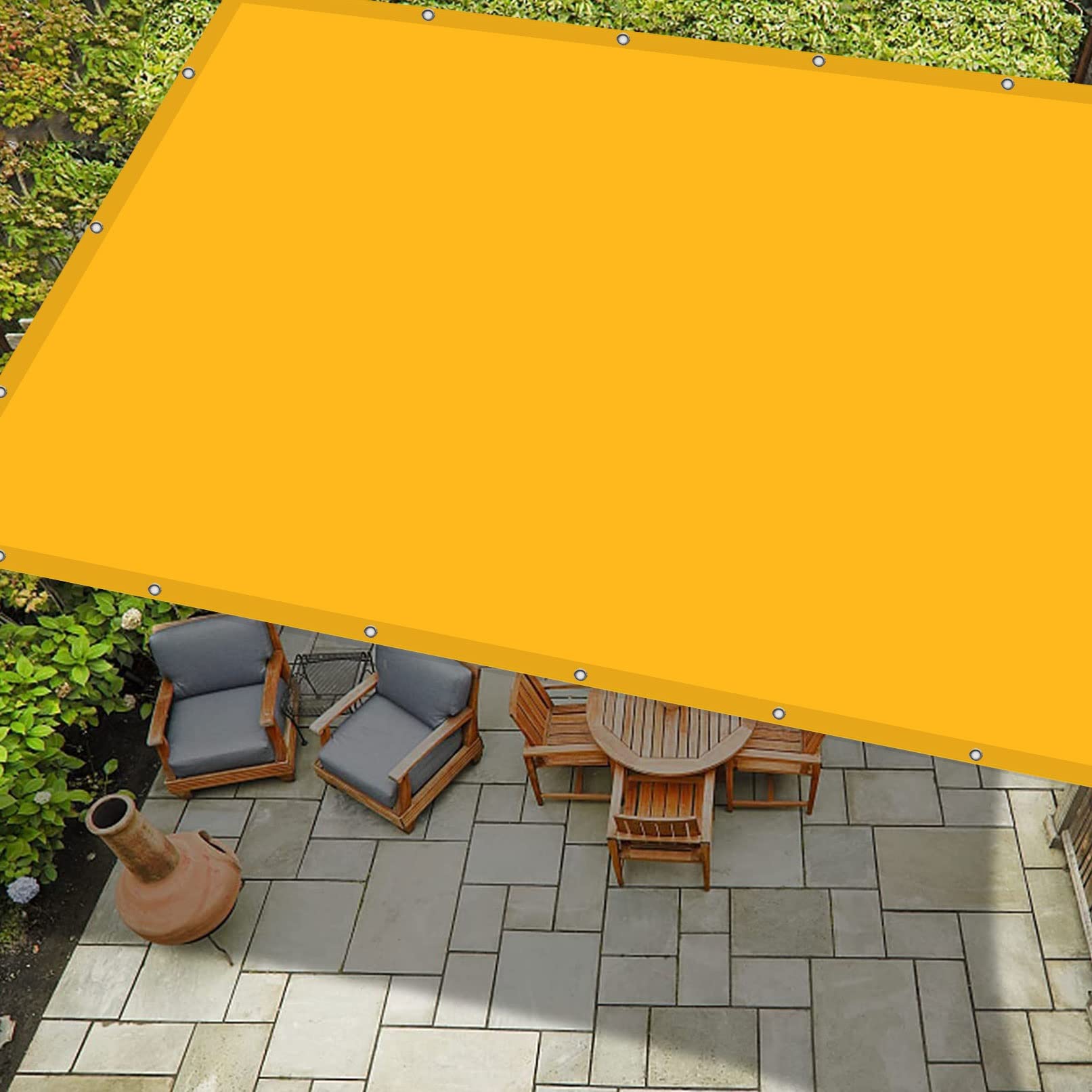 Voile ombrage imperméable rectangulaire jaune pour protéger vos enfants du soleil