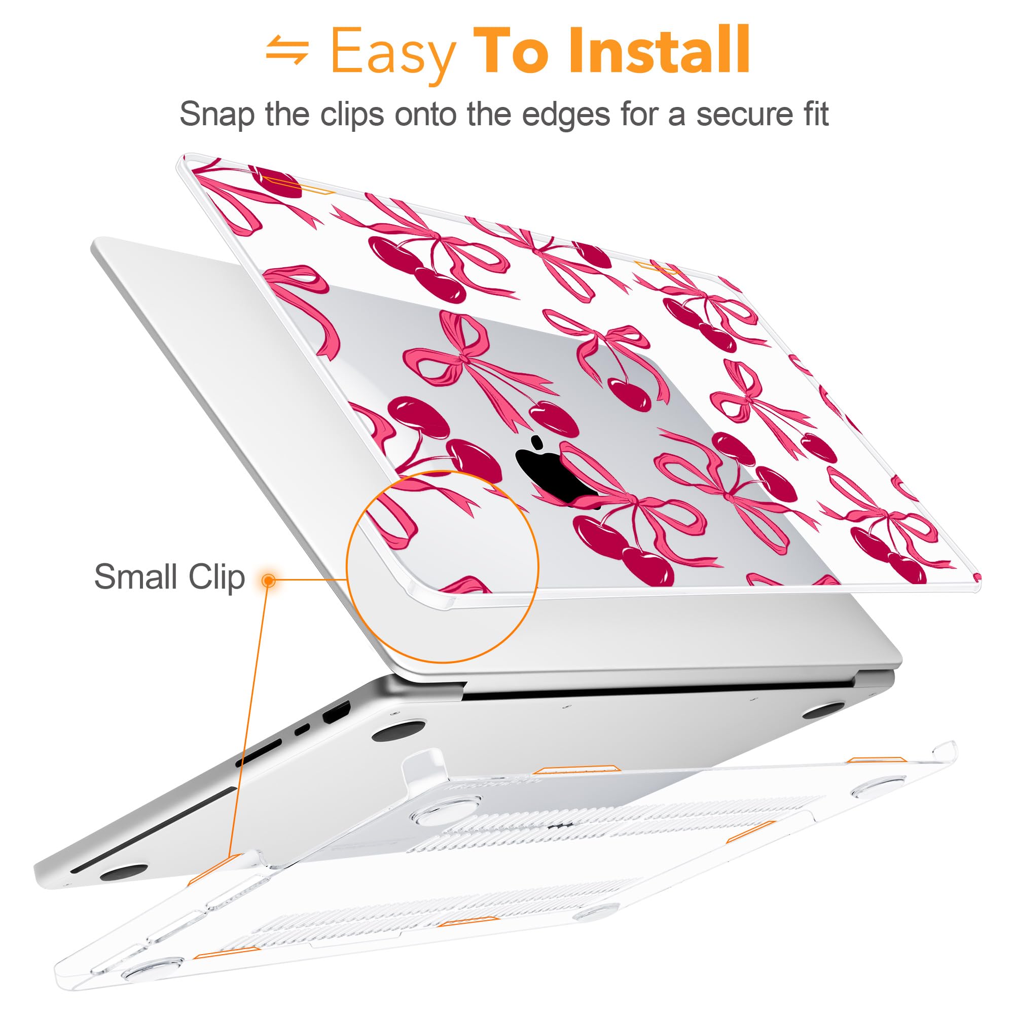 Compatibile con M4 MacBook Pro 16 pollici Case 2024 (A3403 A3186) 2023 (M3 A2991 M2 A2780) 2021 (M1 A2485) Pro/Max, cover rigida in plastica per Mac Pro 16, fiocchi e ciliegie