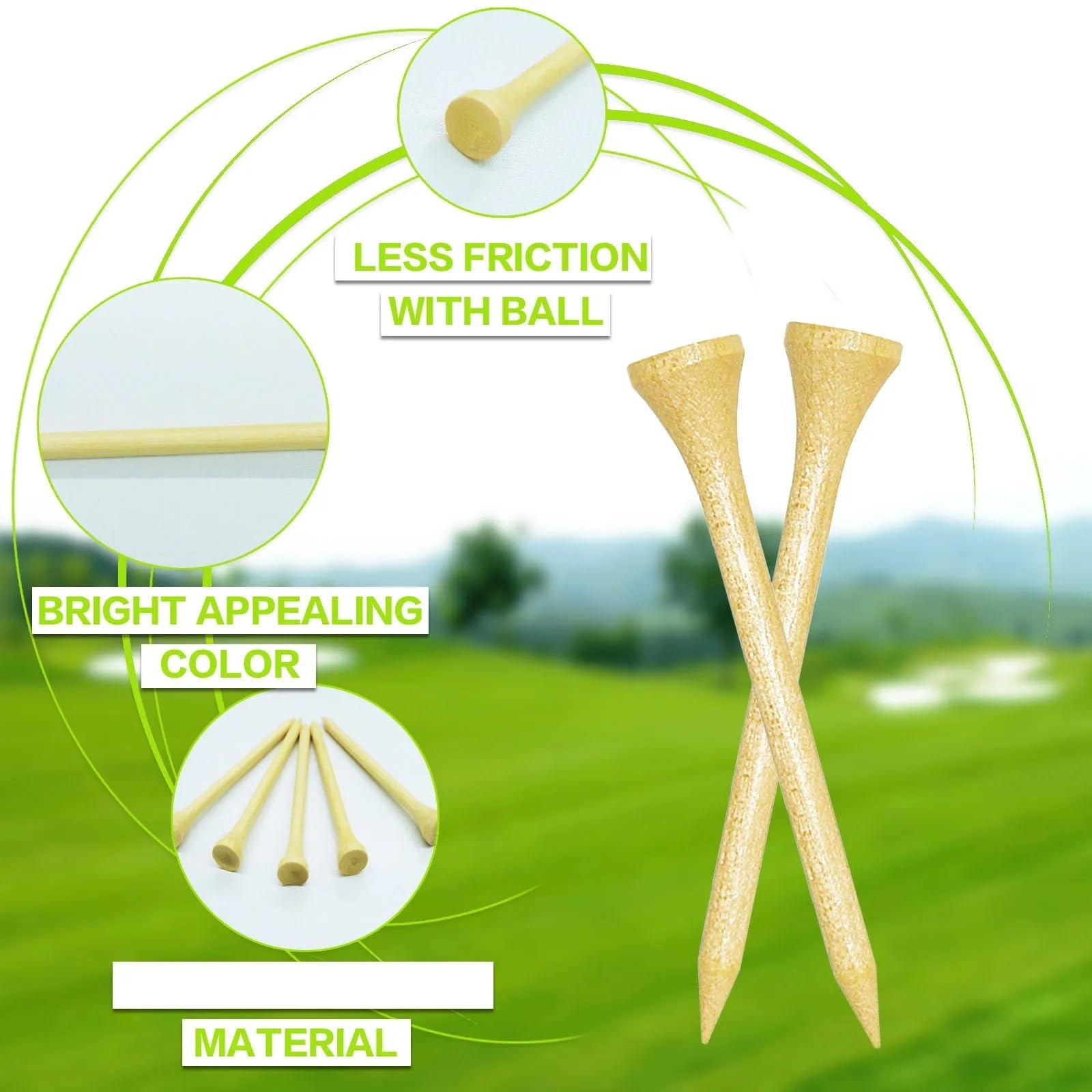 Premium-Golf-Tees, Golf-Tees, 1000/500/250 Stück, 2,75–3,25 Zoll, 7 x stärker als Holz, reduzieren Reibung