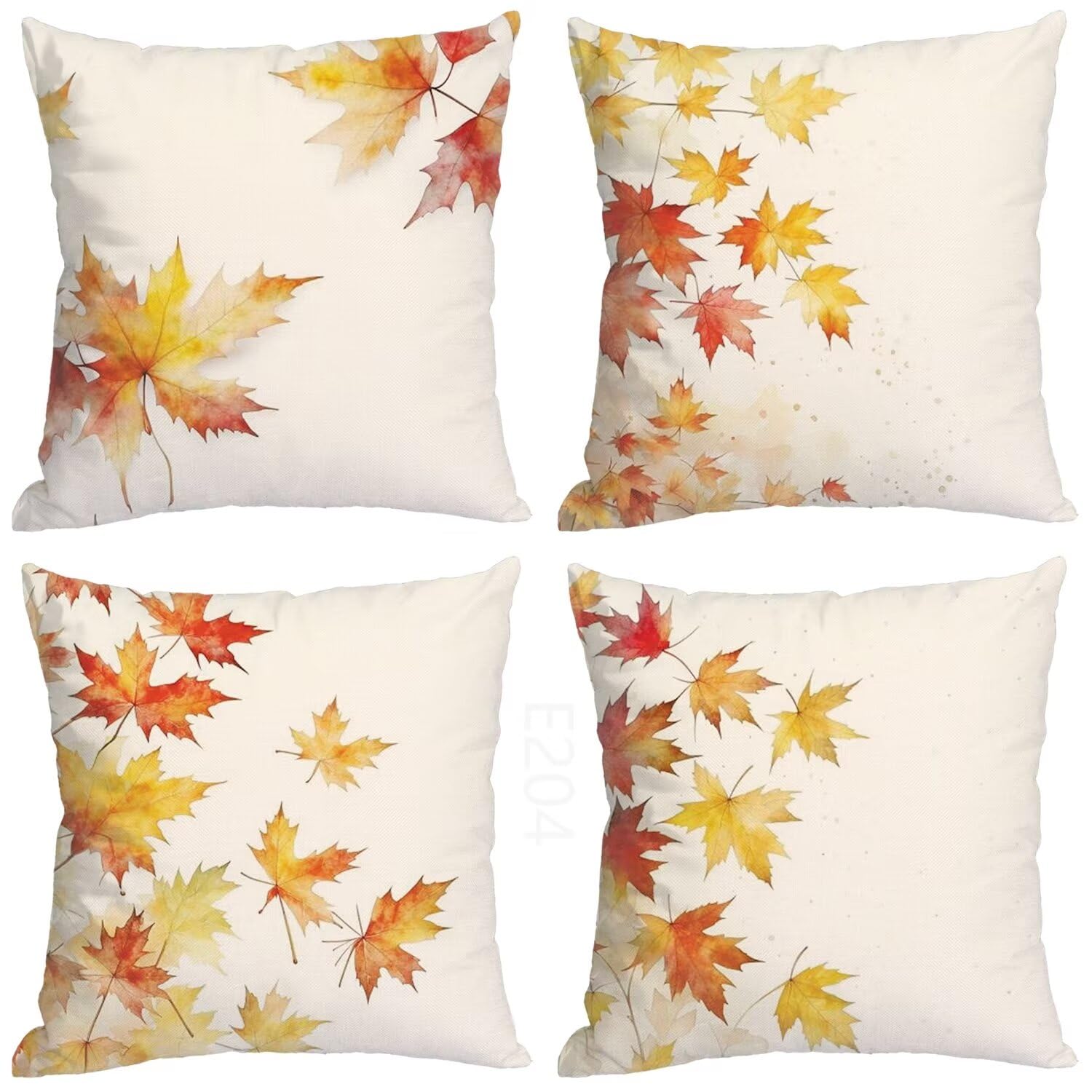 foglia acero Federe Cuscini Divano 60x60cm,4 Pack Pianta Estate Esterno Cuscini per Divano,Doppio Lato Quadrato Morbido Cuscini Divano,per Divano Soggiorno Sedia Autunno Dekoration Cuscino LY-204