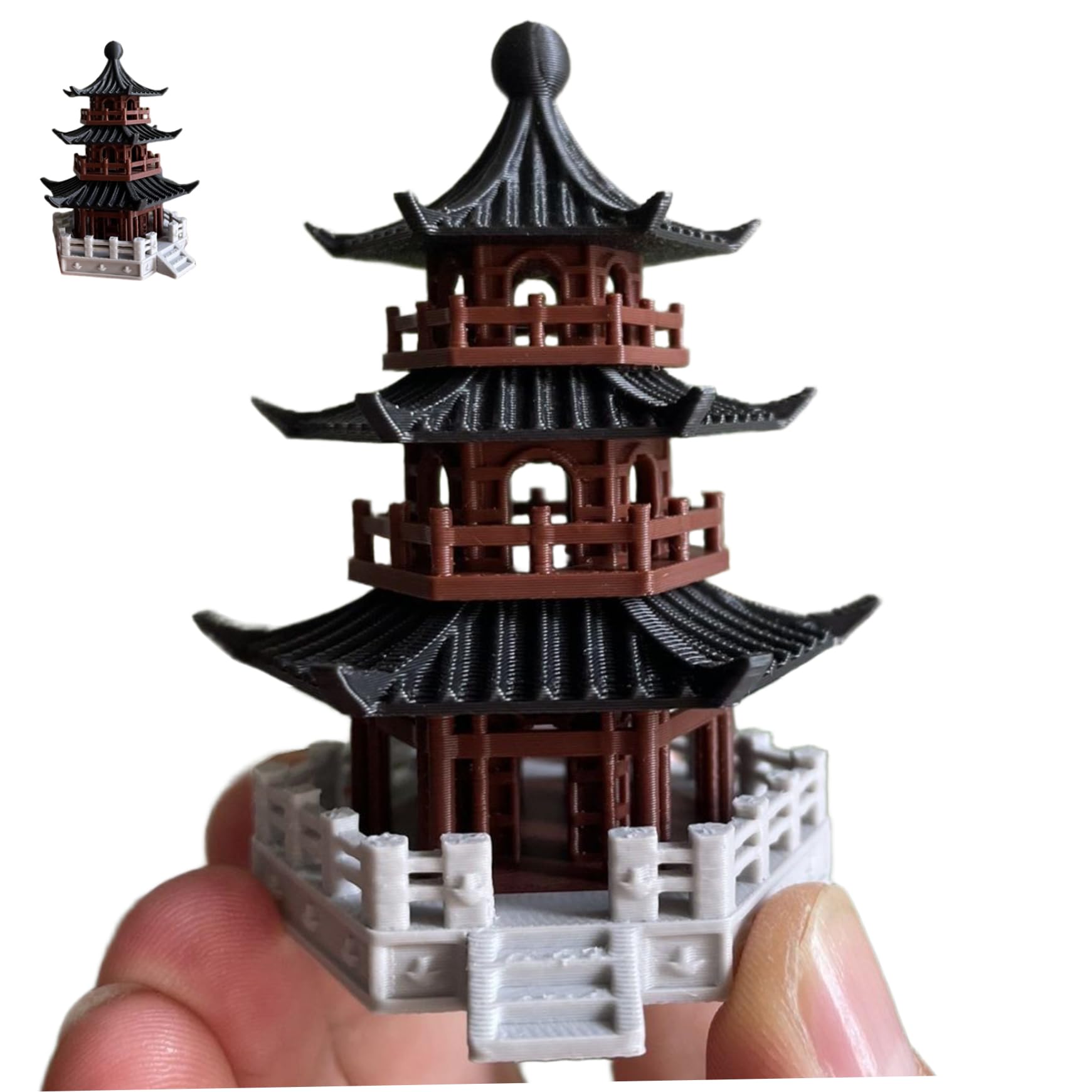 Cnafgbgg Dark Red Zen Garden Accessories, 1.9X2.9 Inch Plastic Japanese Chinese Mini Pavilion Pagoda For Bonsai Aquarium Micro Landscape Decorations.