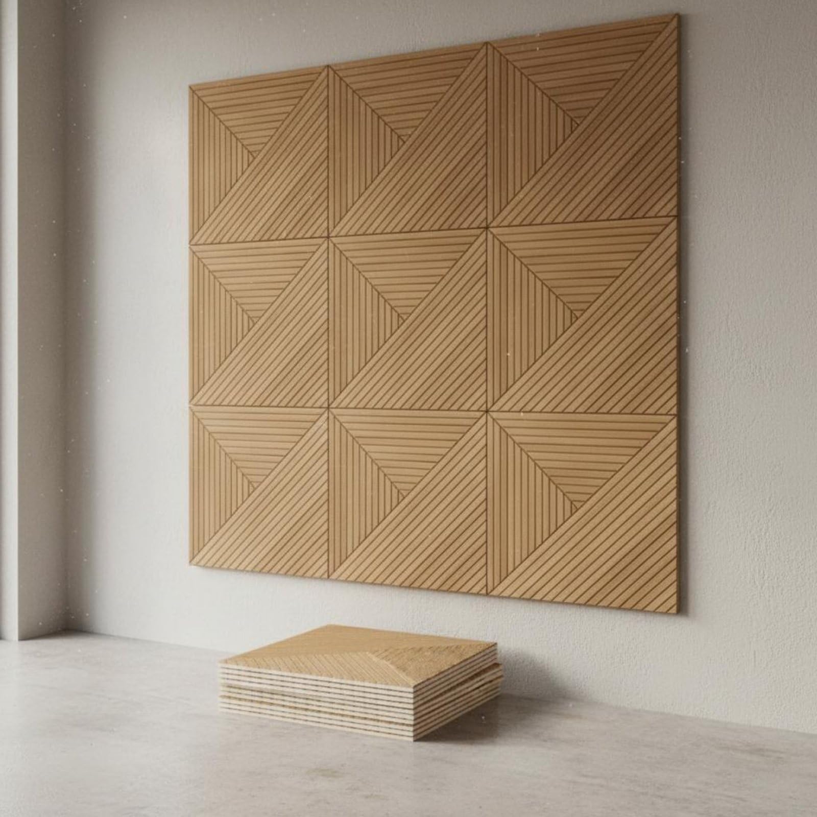 Gralara Pannello Acustico Fonoassorbente Parete Isolante Rivestimento Decorativo Fonoisolante in Feltro Poliestere con Trama Legno per
