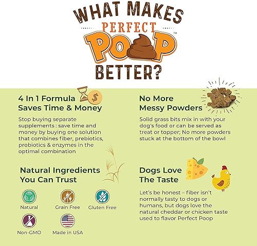 Miniatura 6 de Suplemento perfecto para popó, digestión y salud para perros Fibra, Prebióticos, Probióticos, Enzimas Digestivas, Heces Duros y Suaves, Mejora de la