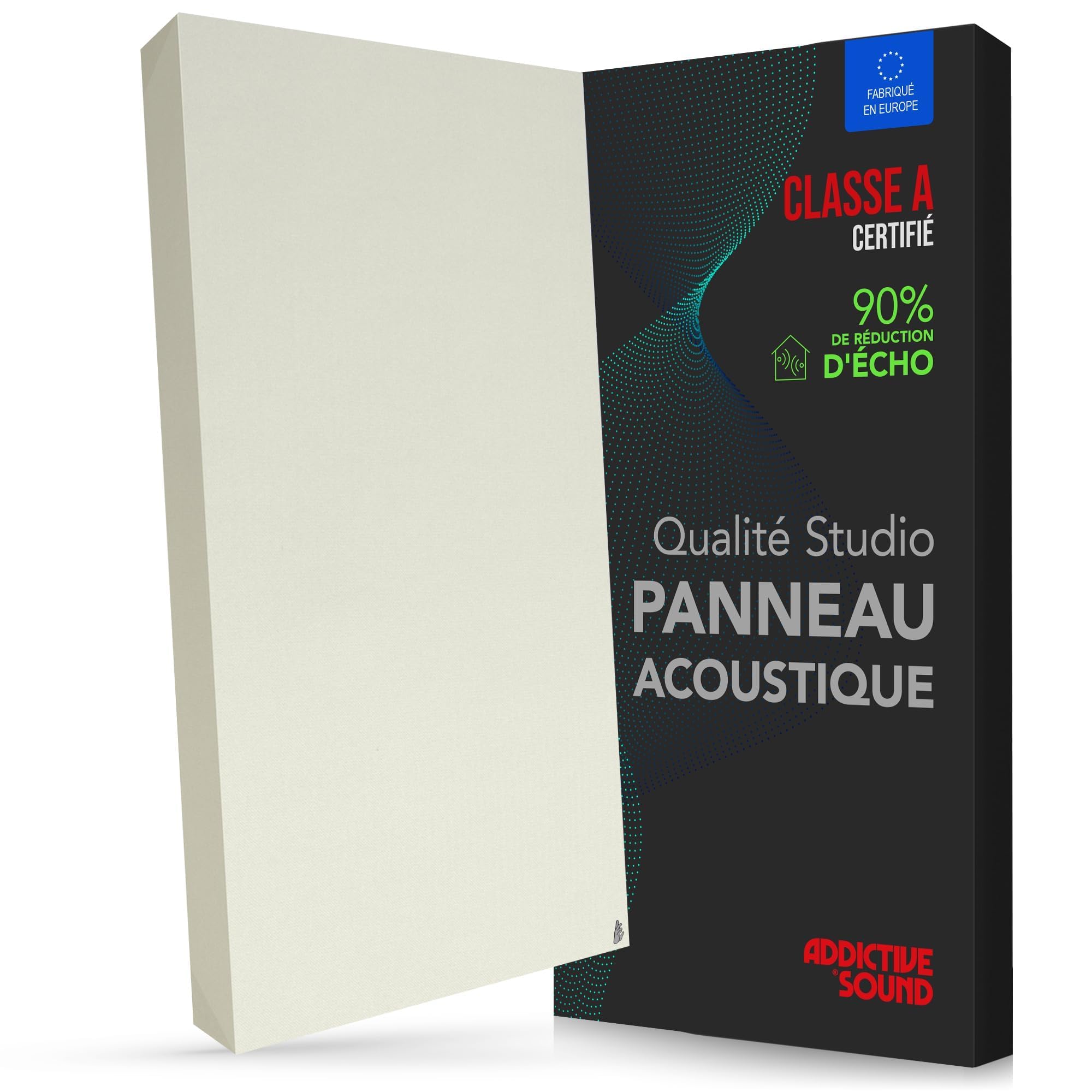 Addictive Sound Panneau Acoustique Mural Premium 100x50x11 cm, Ivoire | Classe A · laine Isover · kit mur/plafond inclus