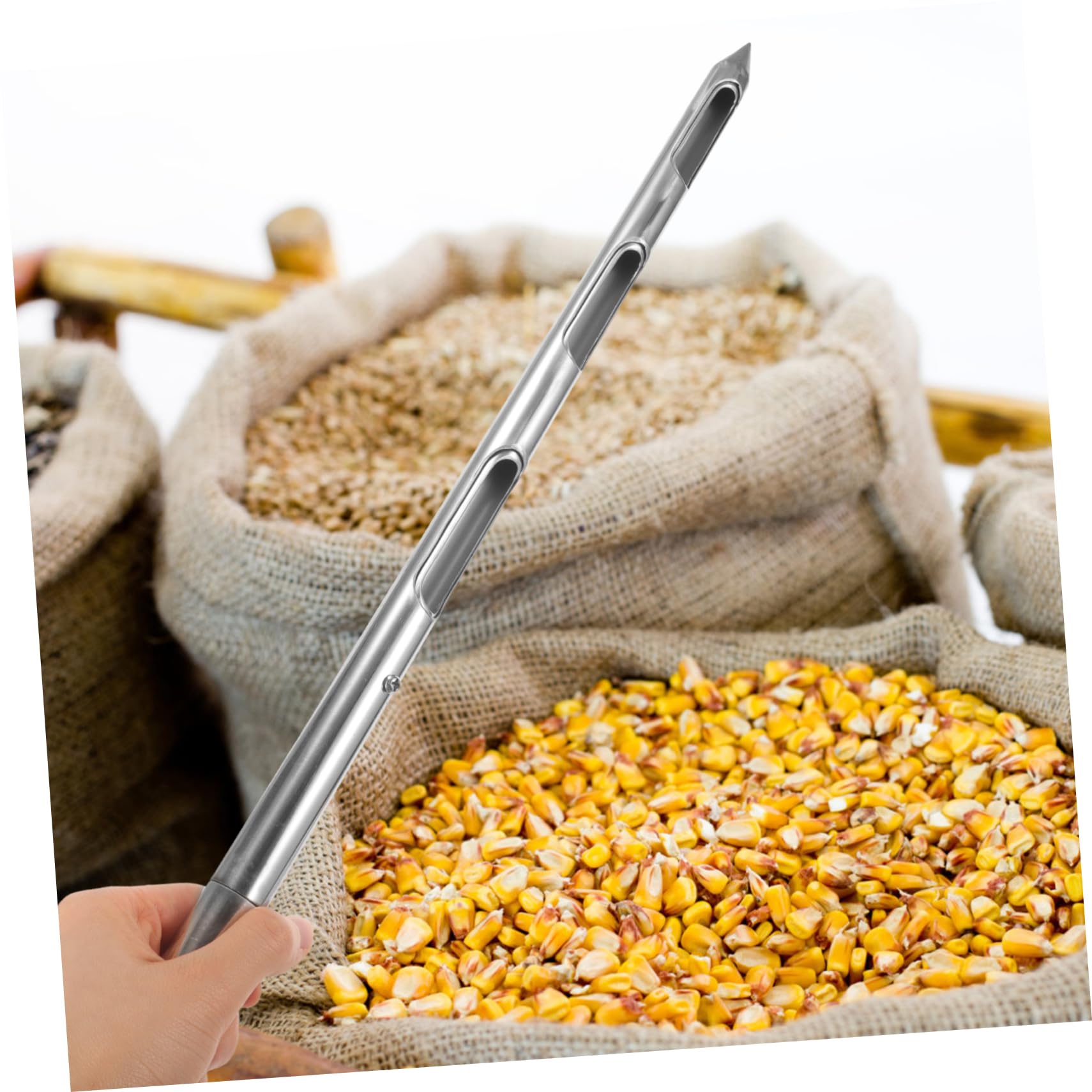 Campionatore di Cereali in Acciaio Inox 19mmx0,5m Impugnatura Ergonomica, Sonda per Campioni di Terreno e Polvere di Grano, Strumento Professionale per Assaggio e Analisi Agricola