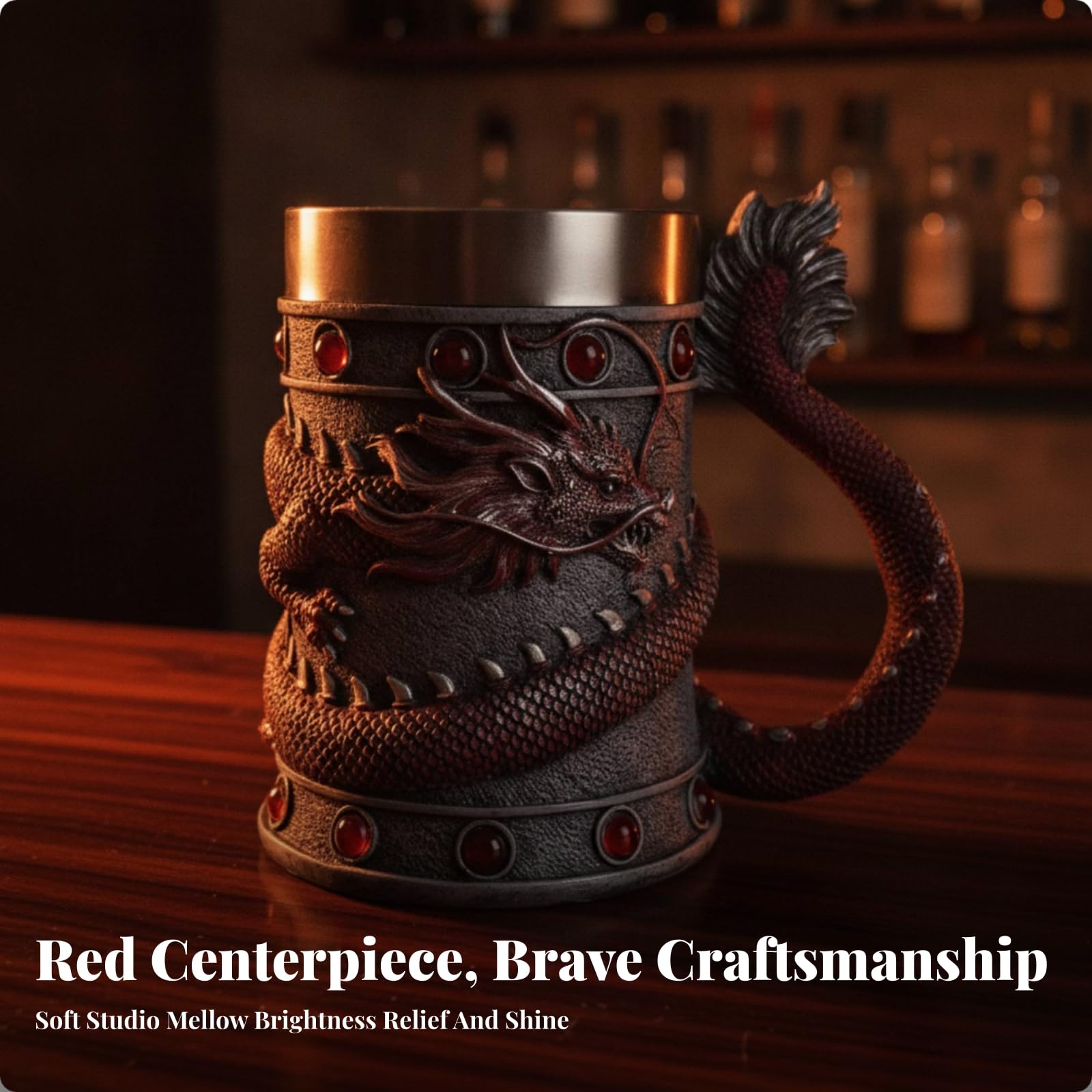 Dragón Gótico Retro, con Revestimiento Acero Inoxidable, Estable, para hogar, Rojo