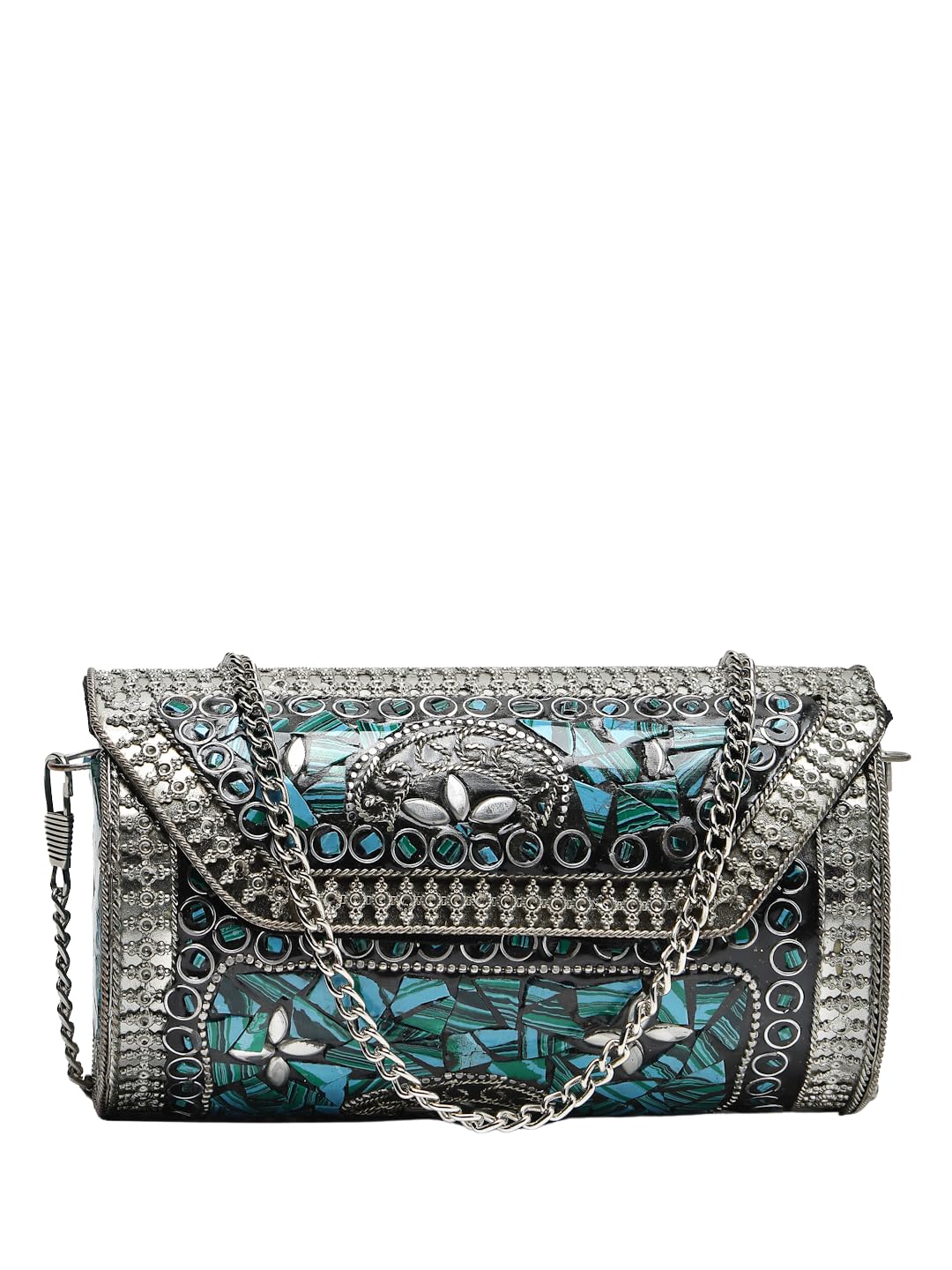 anekaant Mosaic Embellished Metal Clutch-picture-26