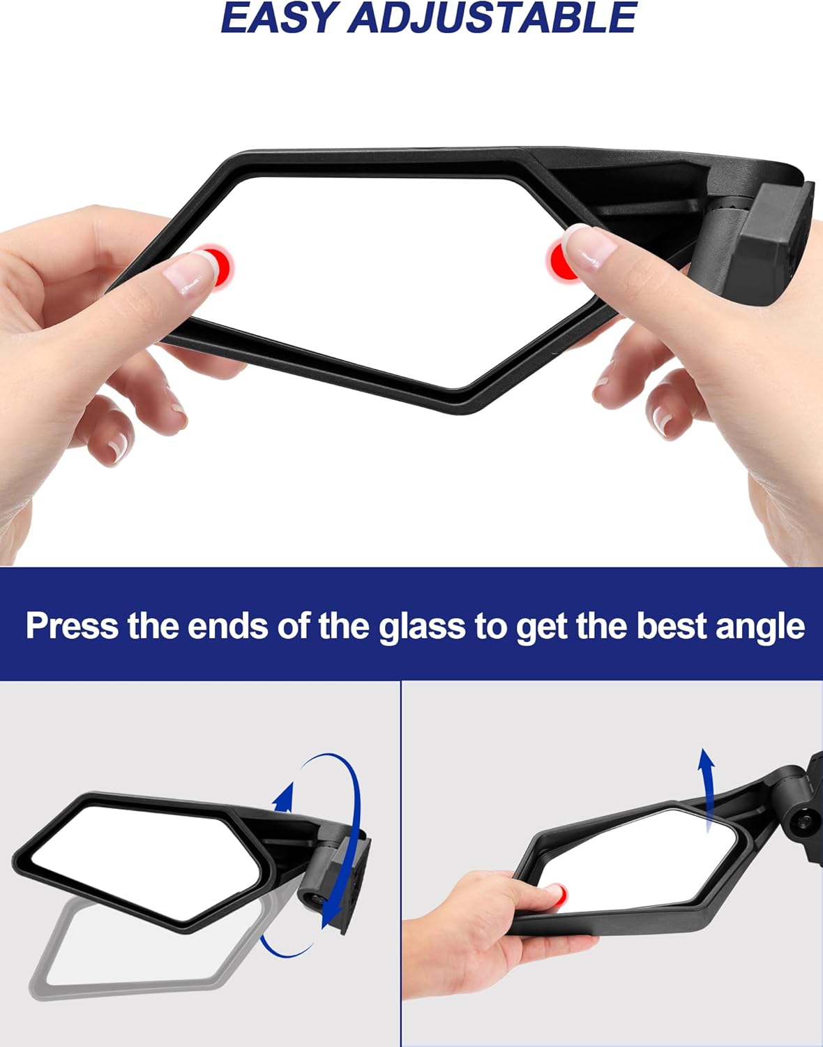 X3 Side Mirrors, Adjustable Folding Maverick X3 Side Mirrors Compatible with Maverick X3 Max XRS XDS Turbo R RR 2017 2018 2019 2020 2021 2022 2023 (With 2pcs of Blind Spot Mirror), Black