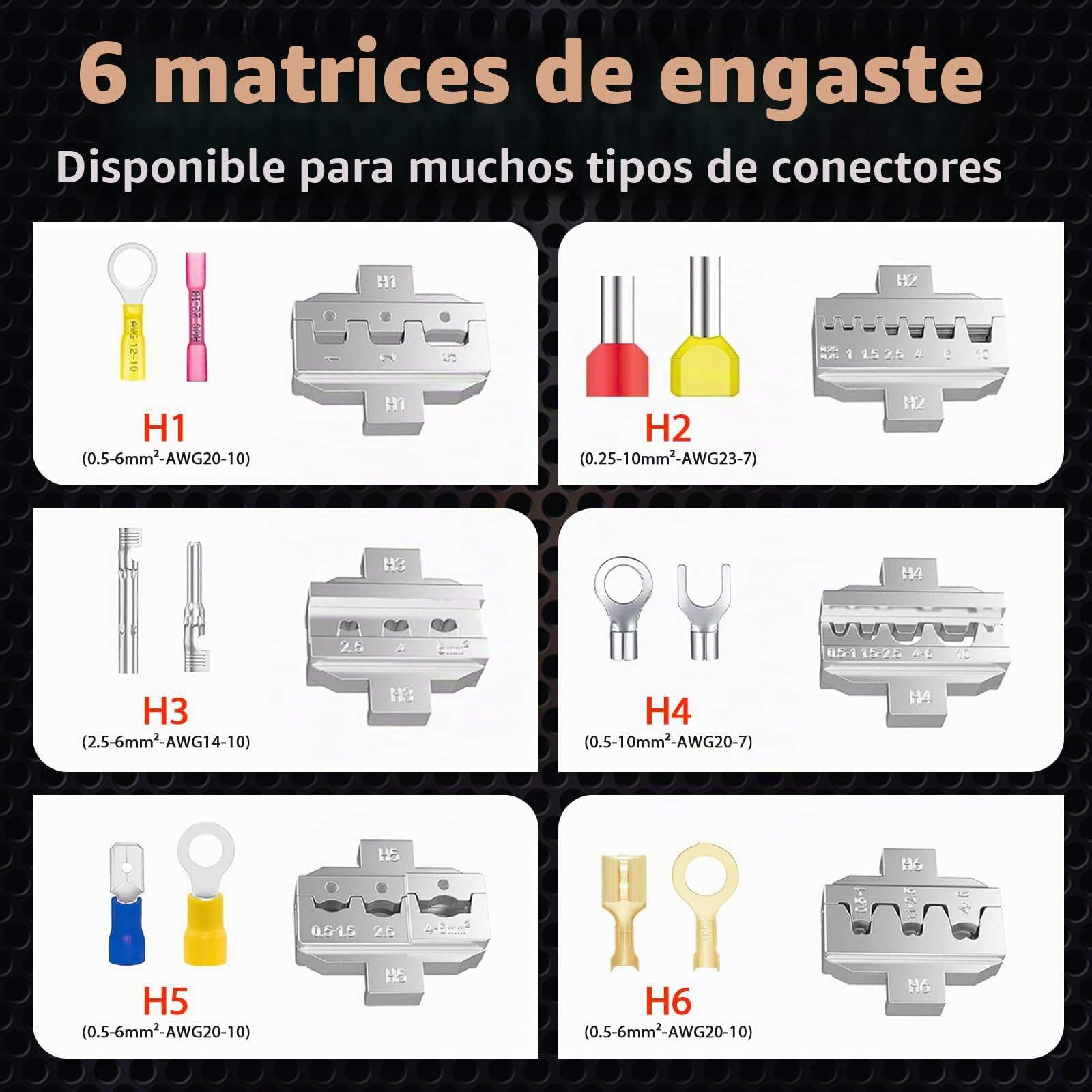 Crimpadora -Alicates con mordazas cambiables para engarzar para Cables Eléctricos, engaste con mordazas de liberación rápida para terminales de cable